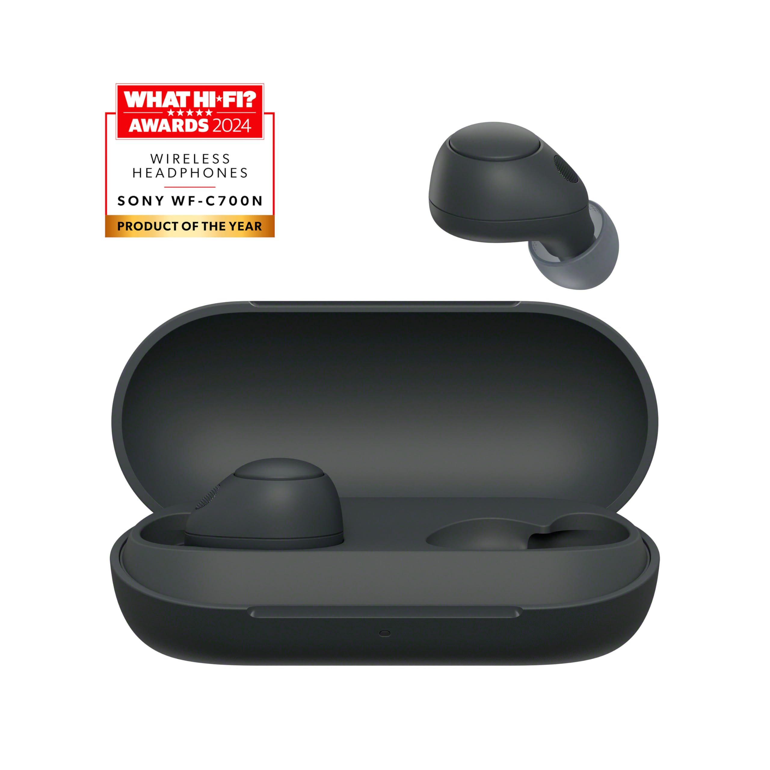 Sony WF-C700N Auriculares Inalámbricos con Bluetooth, Cancelación de Ruido (Pequeños, Ligeros y con conexión multipunto, IPX4, hasta 20 HR de autonomía, Carga Rápida, iOS & Android) Negro