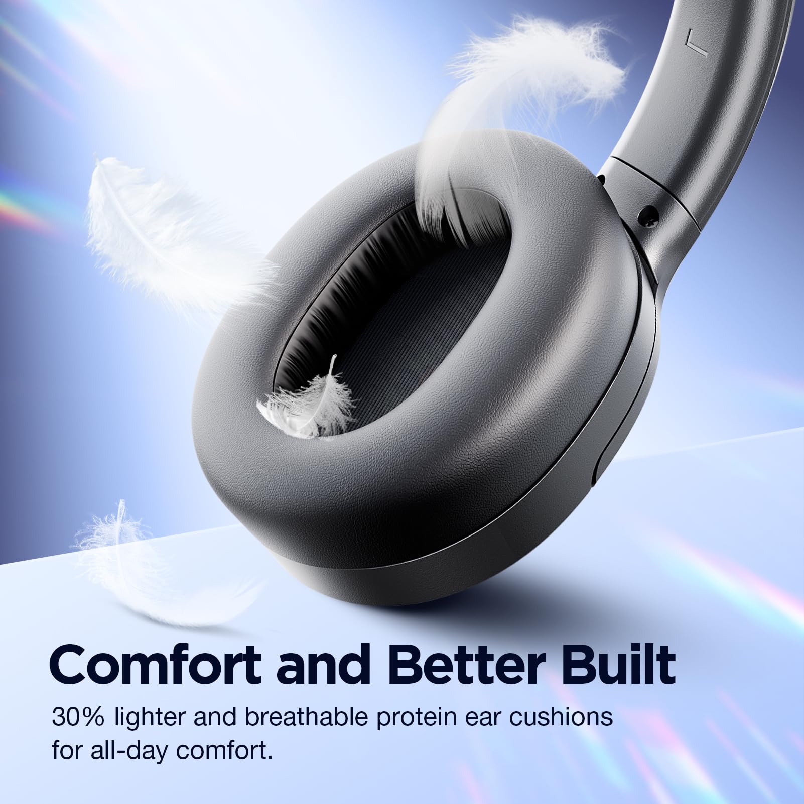 Cuffie ibride a livello professionale con cancellazione attiva del rumore con audio HD, cuffie Bluetooth wireless sopra l'orecchio, comfort senza pari, bassi profondi vivaci, per casa, ufficio, viaggi