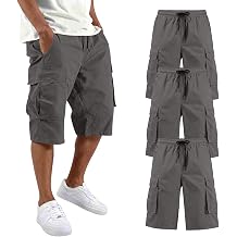 Men Shorts Pack Men's Cargo Shorts Athletic Walking Summer Workwear with Multi Pockets Ripstop Lightweight Capri Outdoor Fishing Pantalones Cortos para Hombre Dark Gray S