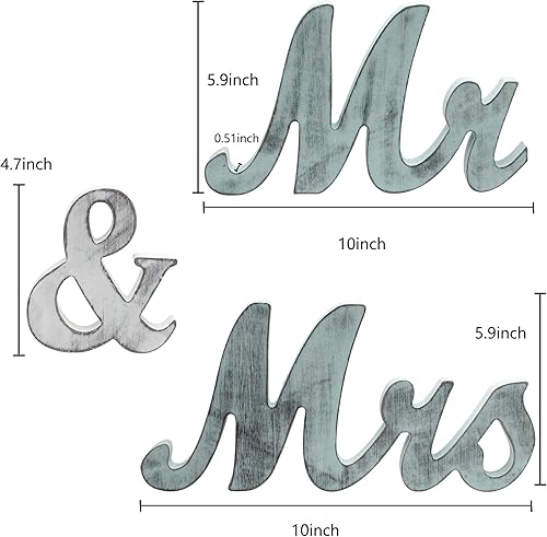 Vista 43 de Letras de madera de Mr & Mrs para mesa de boda, decoración de mesa dorada grande con el señor y la señora cariño, letrero de madera de señor