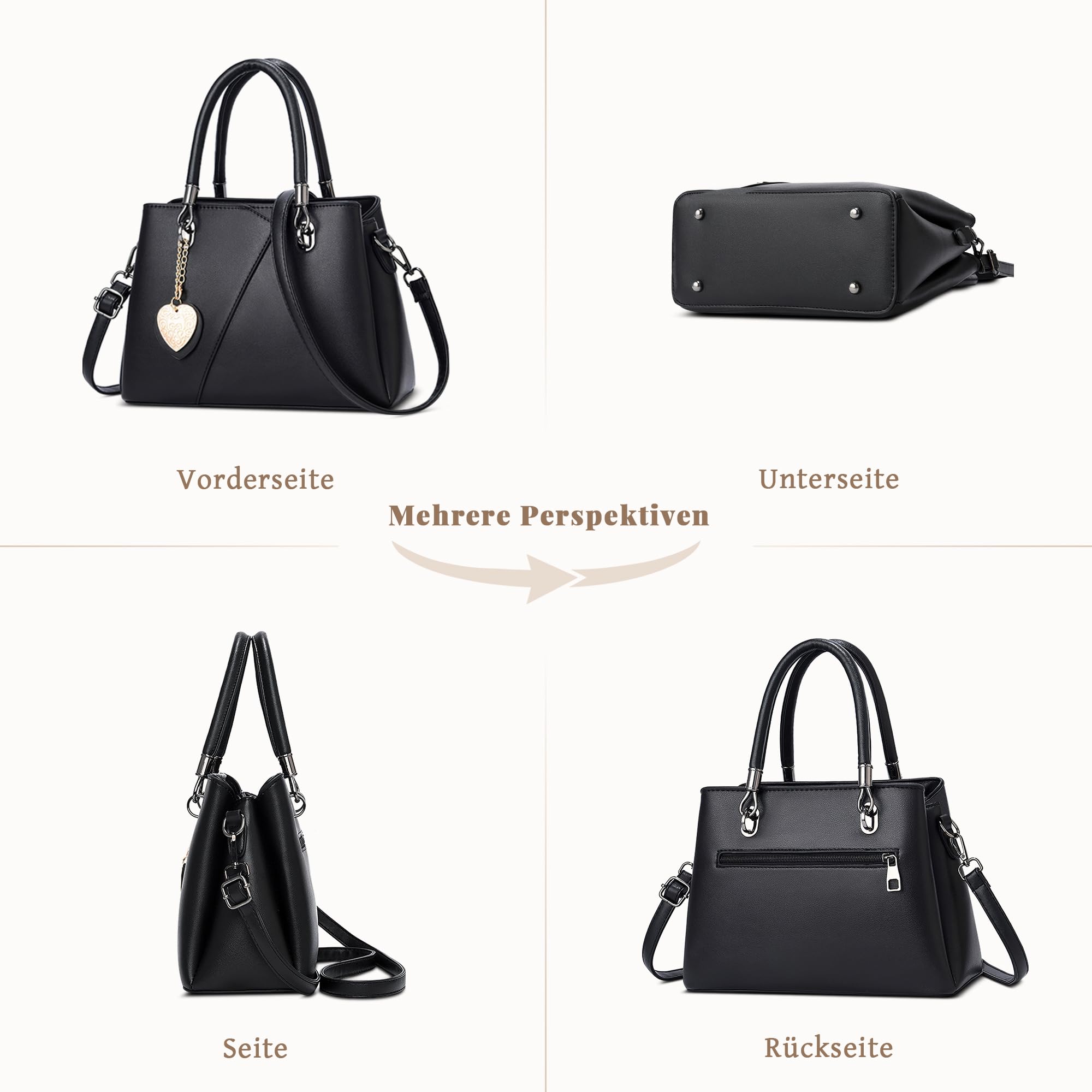 Handtasche Damen mittelgroß Henkeltasche PU Leder Umhängetasche