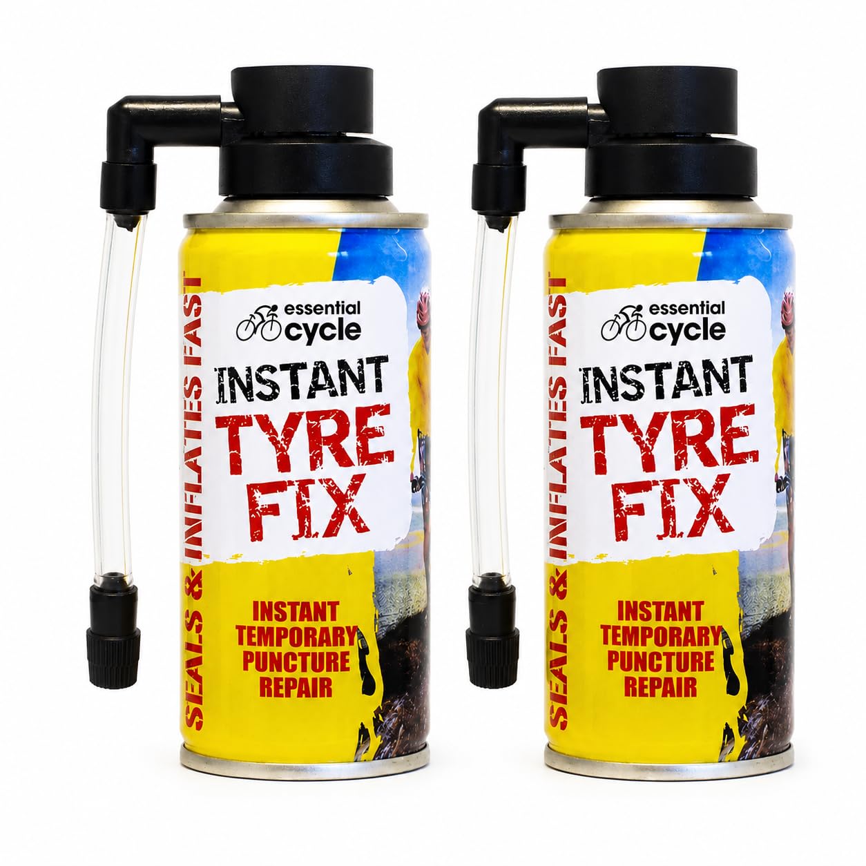 Instant Tyre Fix Spray 200ml for Bicycle Bike, Emergency Puncture Repair Foam Sealant and Inflator, Quick Flat Tyre Repair Kit for All Cycle Tyres, No Tools Required (Repair Kit 200ml (Pack of 2))
