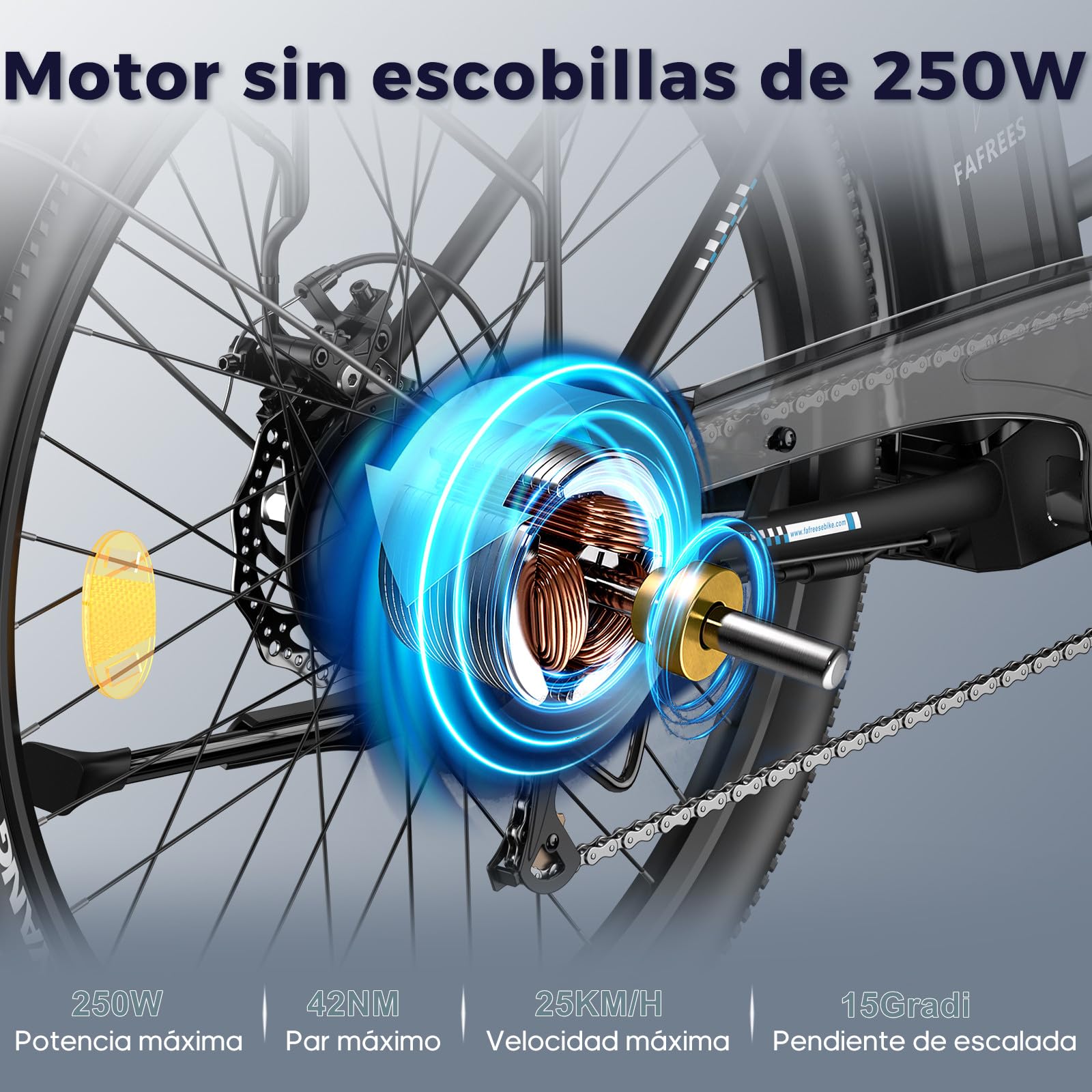 Fafrees Bicicleta Eléctrica, Bici Urbana Eléctrica de 250 W, Batería de 36 V/25 Ah, Bici Eléctrica de 26" para Adultos, Alcance 160 KM, F26 Lasting