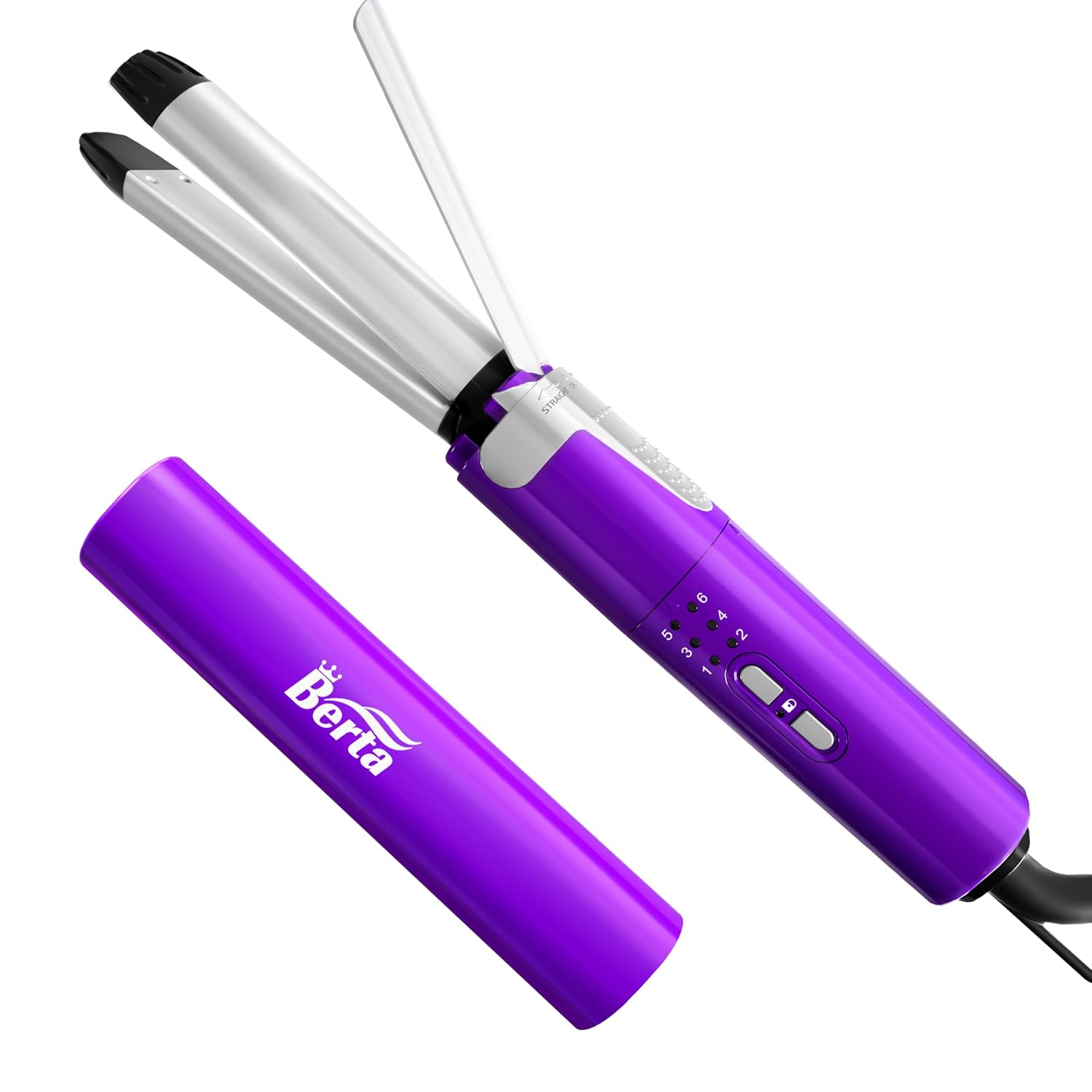 BERTA 2 in 1 Flat Iron Professional Hair Straightener Curler Iron Ceramic 1 Inch Curling Iron Fast Heating