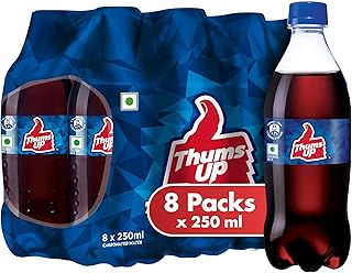 Thums Up Soft Drink | PET Bottle, 250 ml (Pack of 8)