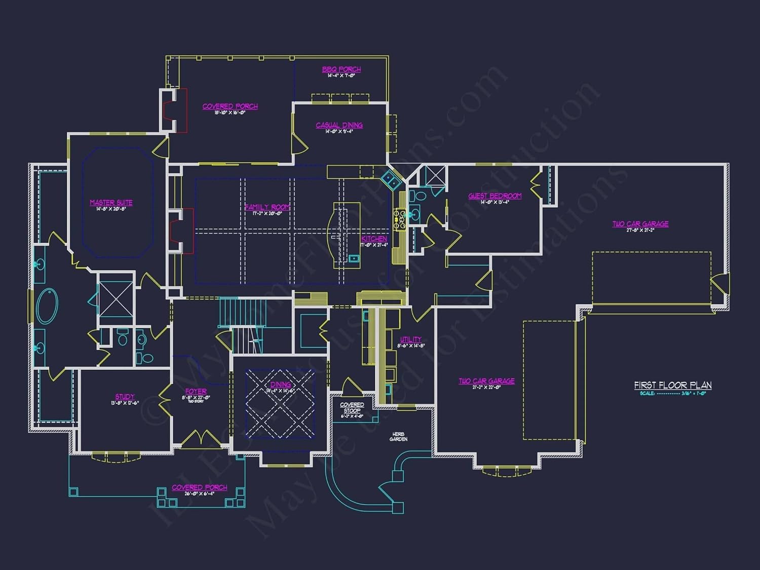14-1286 House Plan - Transitional European House Plan – 5-Bed, 5-Bath, 4,936 SF