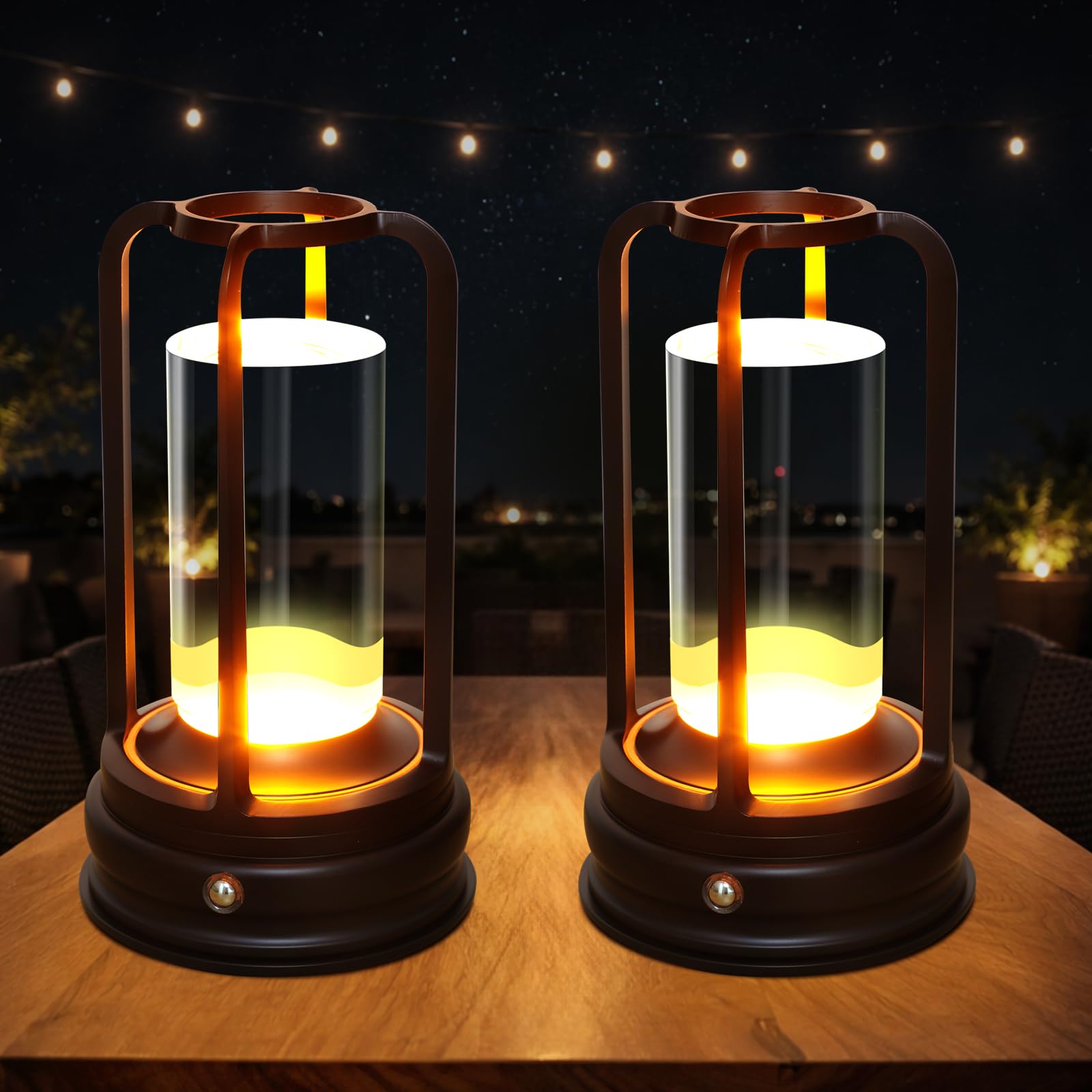 Kangtaixin LED Tischlampe kabellos, 2 Pack, Dimmbare Akku-Tischlampe mit Touchsteuerung, 3 Lichtfarben, Nachttischlampe aus Metall, für Schlafzimmer & Wohnzimmer, Schwarz