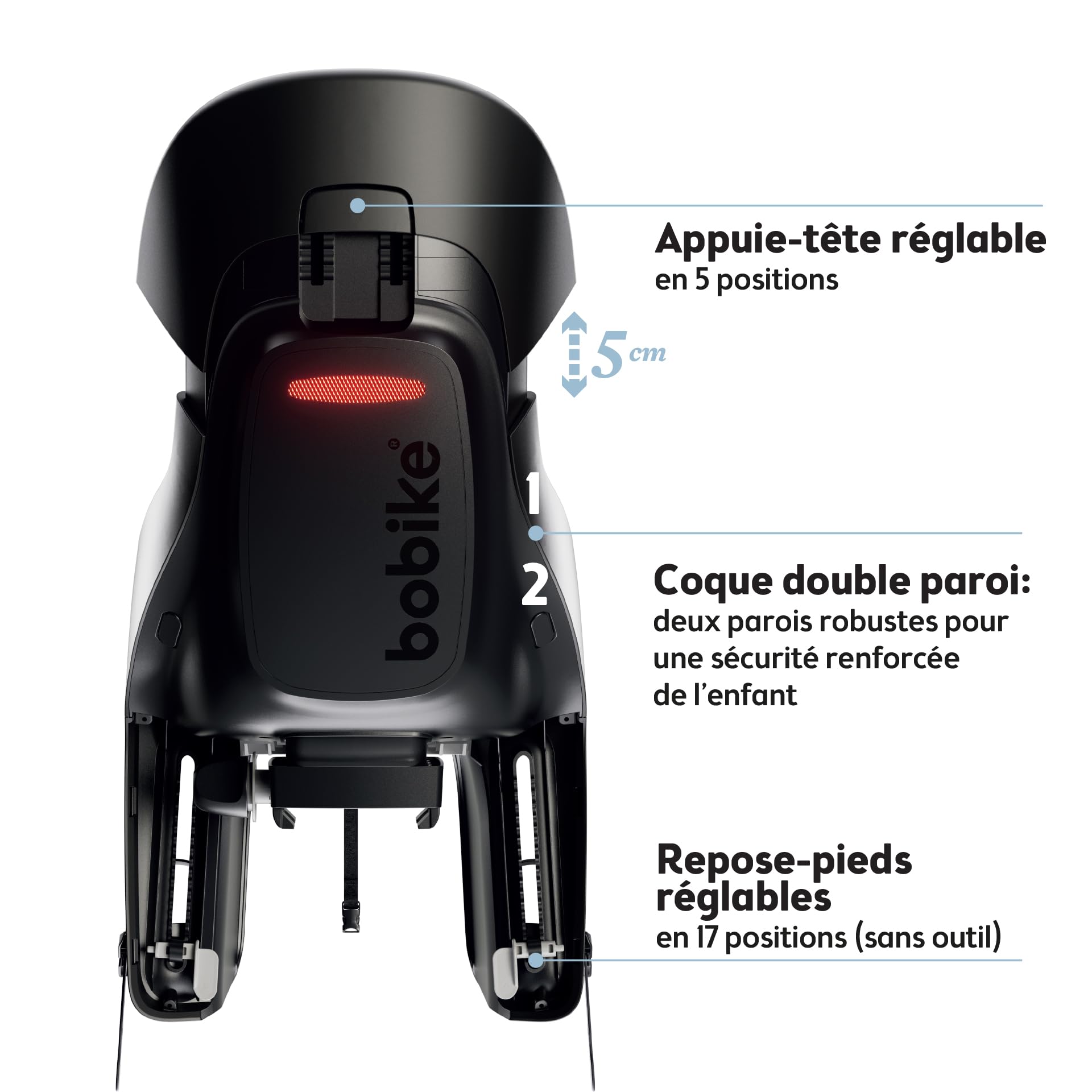 BOBIKE 8010800001 - Siège vélo arrière Exclusive Evolve Maxi pour Porte-Bagages, pour Enfants de 9 Mois à 6 Ans jusqu'à 22 kg en Couleur Noir Urbain