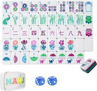 4 Layer Mahjong Tiles, 160 Acrylic American Mahjong Tiles Set, Portable Western Mah Jongg Sets with Carrying Mahjong Bag, Clear Engraving, for Home Trips Social Game (A.)