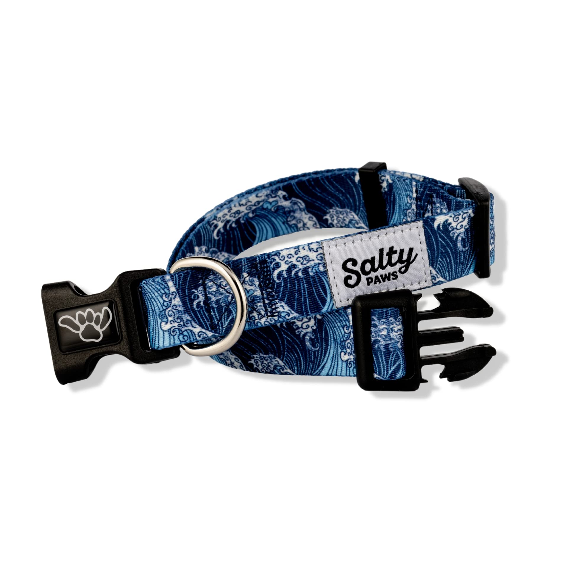Shaka's Salty Paws Obroża dla chłopców i dziewczynek mała średnia duża (niebieska fala, obroża dla małego psa przym. 25-40 cm dla psów do 11 kg)