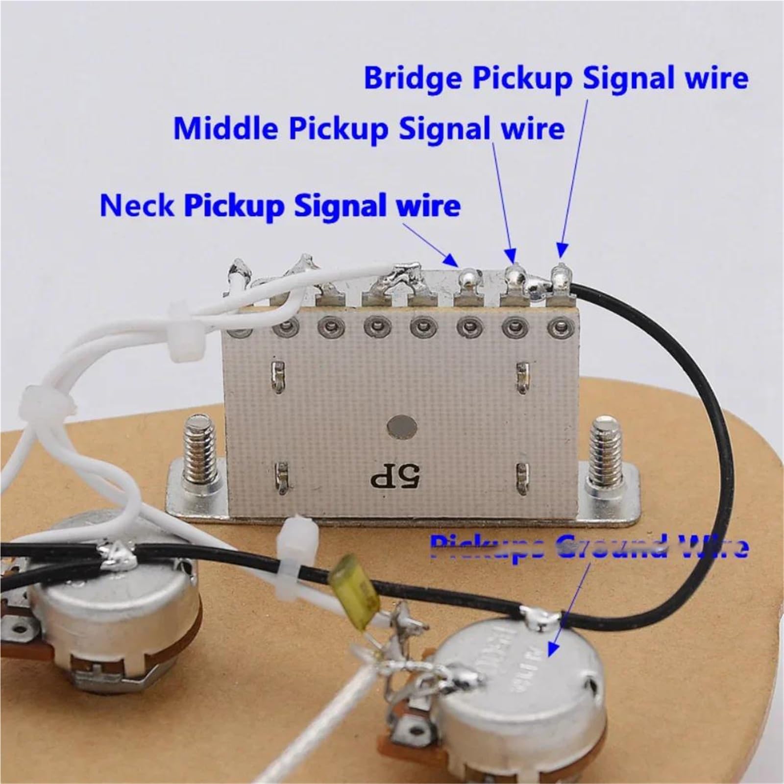 Arnés Cableado Guitarra Profesional Potenciómetros de 3 500K interruptor de 5 posiciones con conector SSH y arnés para guitarra ST
