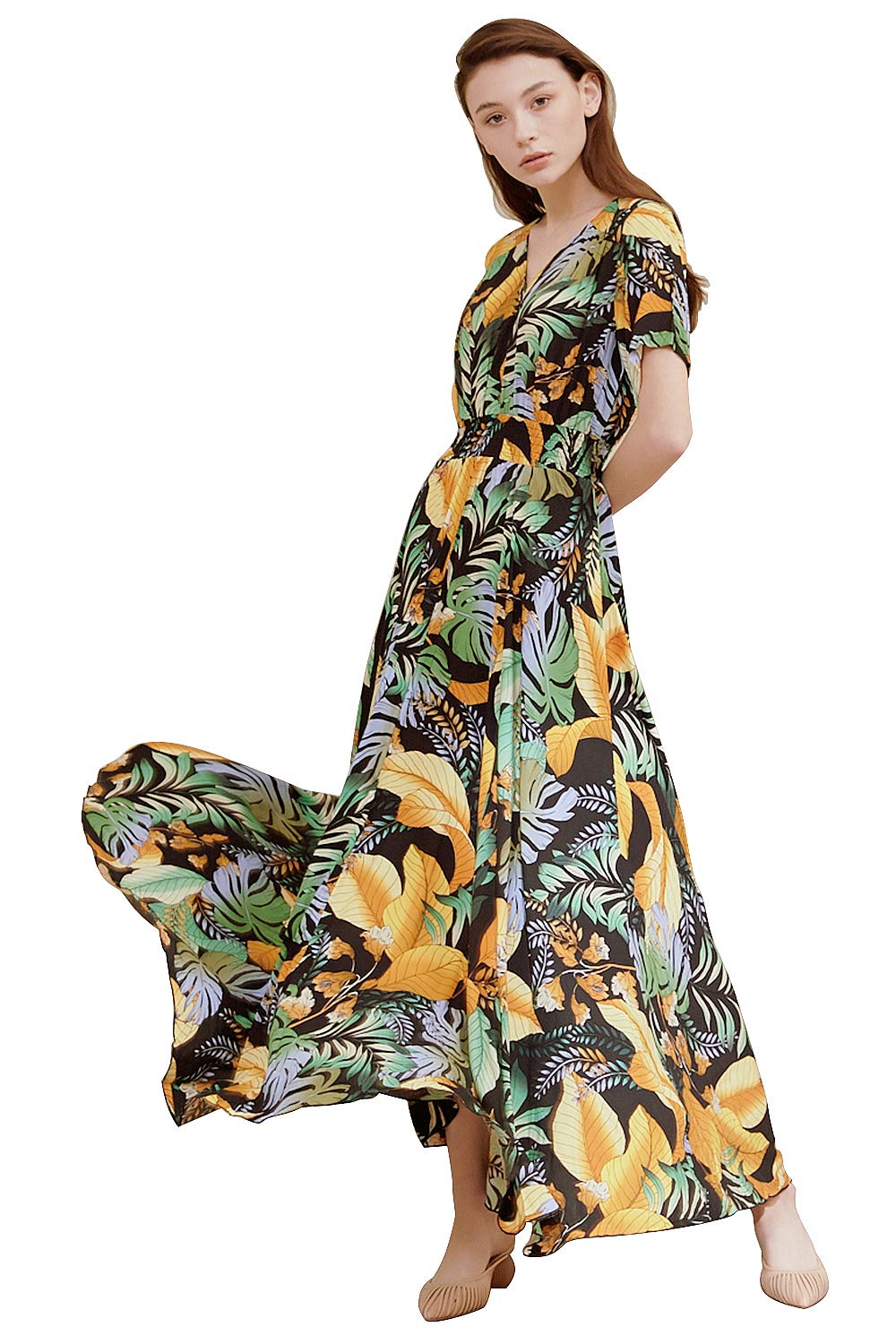 Women's Flowy Boho Dress Floral Maxi Dress