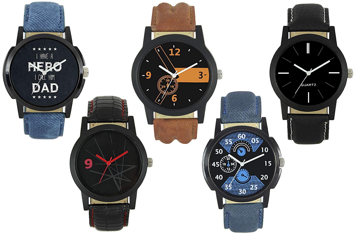 Jay Enterprise Pack of 5 Multicolour Analog Analog Watch for Men and Boys (B07PMSNP5W) Amazon Price History, Amazon Price Tracker