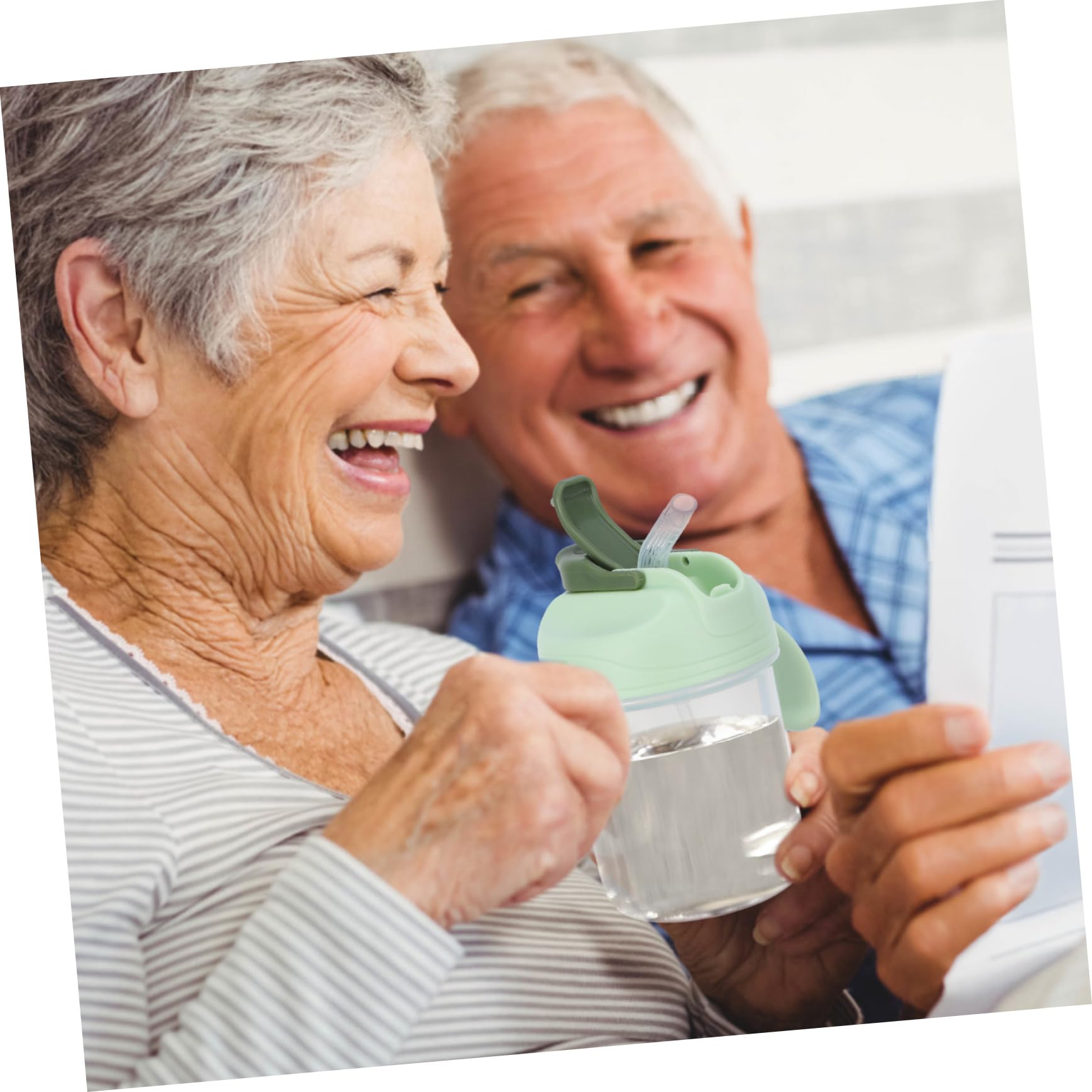 5piezas Taza Antiderrame Con Pajita Para Mayores Vaso De Agua Con Escala Para Cuidado De Ancianos y Pacientes Cama Diseño Prueba De Derrames