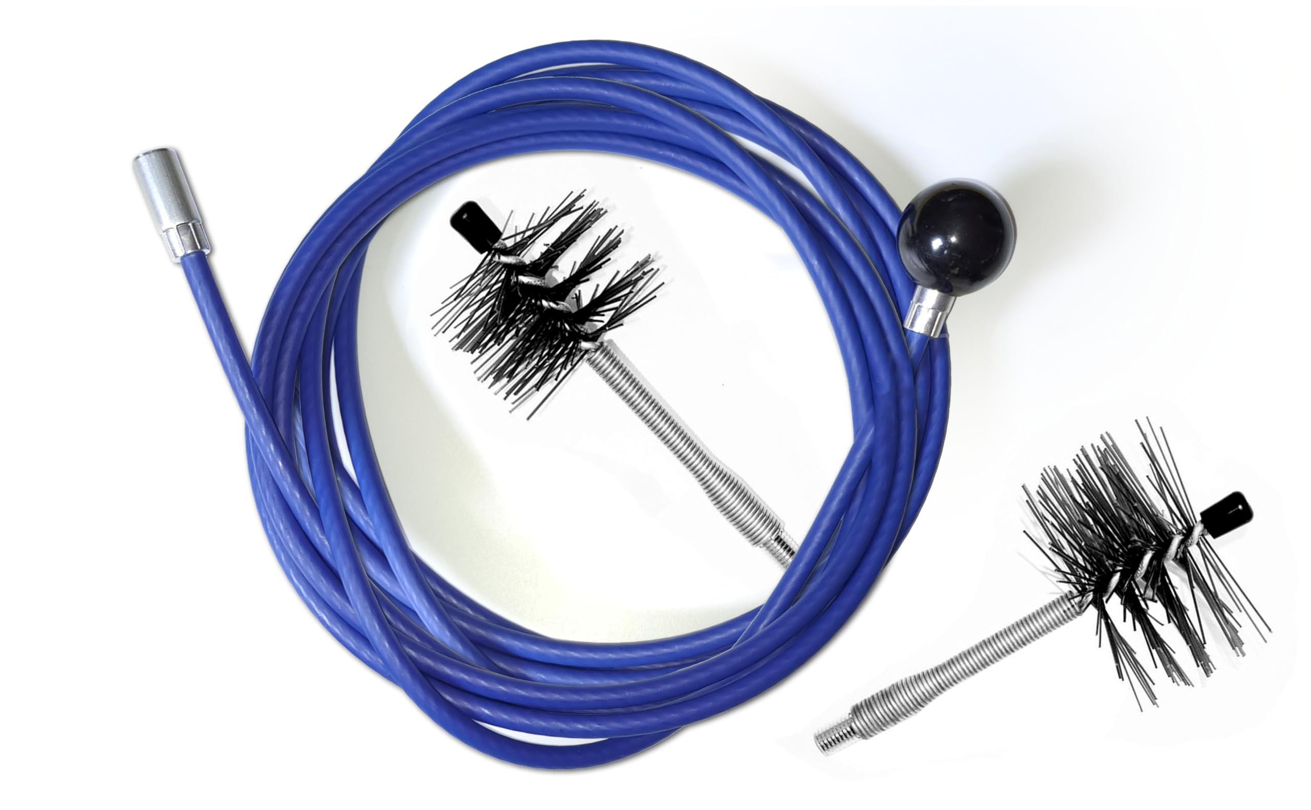 ULTRABRUSH B | Kit pulizia canna fumaria stufa a Pellet. 2 Scovoli Spazzacamino flex. Compatibile con ogni tipo di canna fumaria. Filo d’acciaio rivestito ultra robusto e scorrevole. (6 metri)