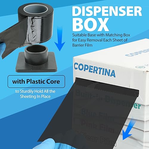 Miniatura 6 de 1 rollo (1200 hojas) película de barrera dental 4x6 por Vastmed Cinta de barrera de película de barrera para tatuaje médico dental - Negro