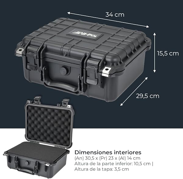 HMF Maletín Fotográfico Exterior, Estuche de Transporte con Espuma Troquelada | 34 x 29,5 x 15,5 cm - 5