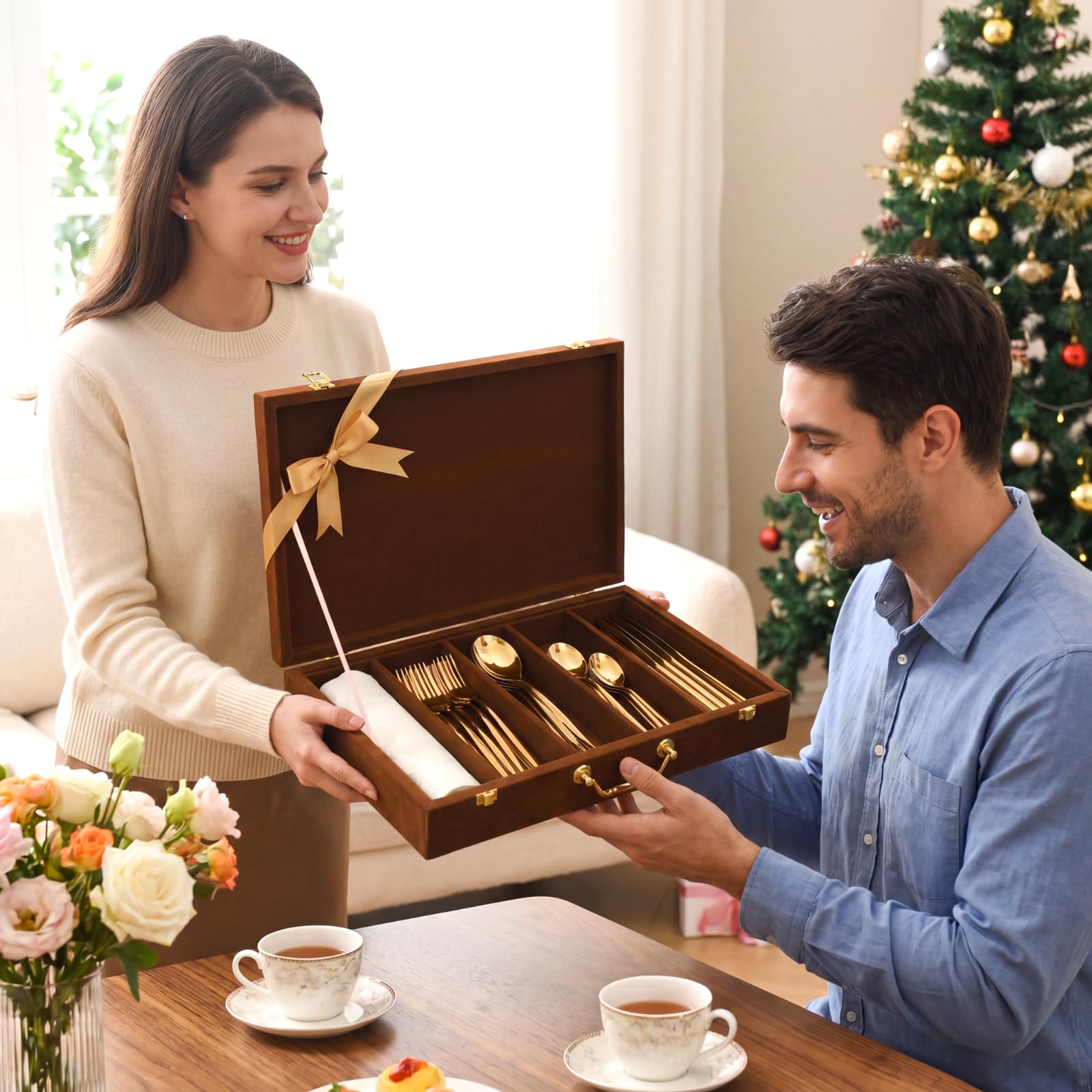 Pickmesh Besteck-Aufbewahrungsbox mit Deckel, Kaffee, 1 Schicht