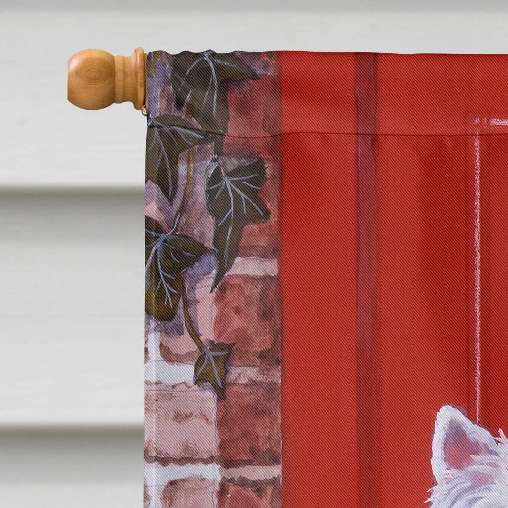 Caroline's Treasures BDBA0348CHF Red Door Westies House Flag Large Porch Sleeve Pole Decorative Outside Yard Banner Artwork Wall Hanging, Polyester, House Size, Multicolor