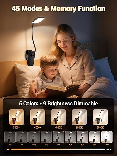 Miniatura 2 de Clip on Light,9 Brightness+5 Color Rechargeable Desk Lamp,4000mAh Battery Operated Lights,450 Lumen 48 LED Desk Lamp with Clamp Light,Cordless