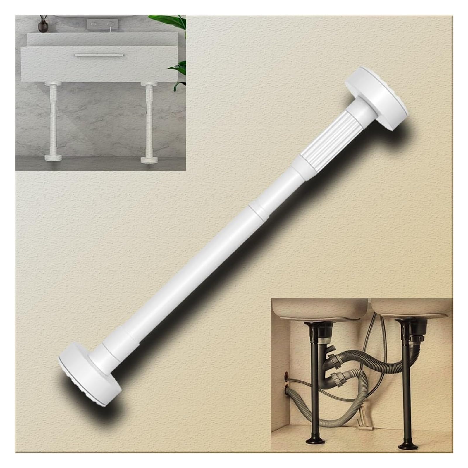 DHetyE Sink support legs Undermount Basin Brackets AdjustableKitchen Sink Support Poles Furniture LegStainless Steel Legs(Wit,H 35 50cm(13.8" 19.7"))