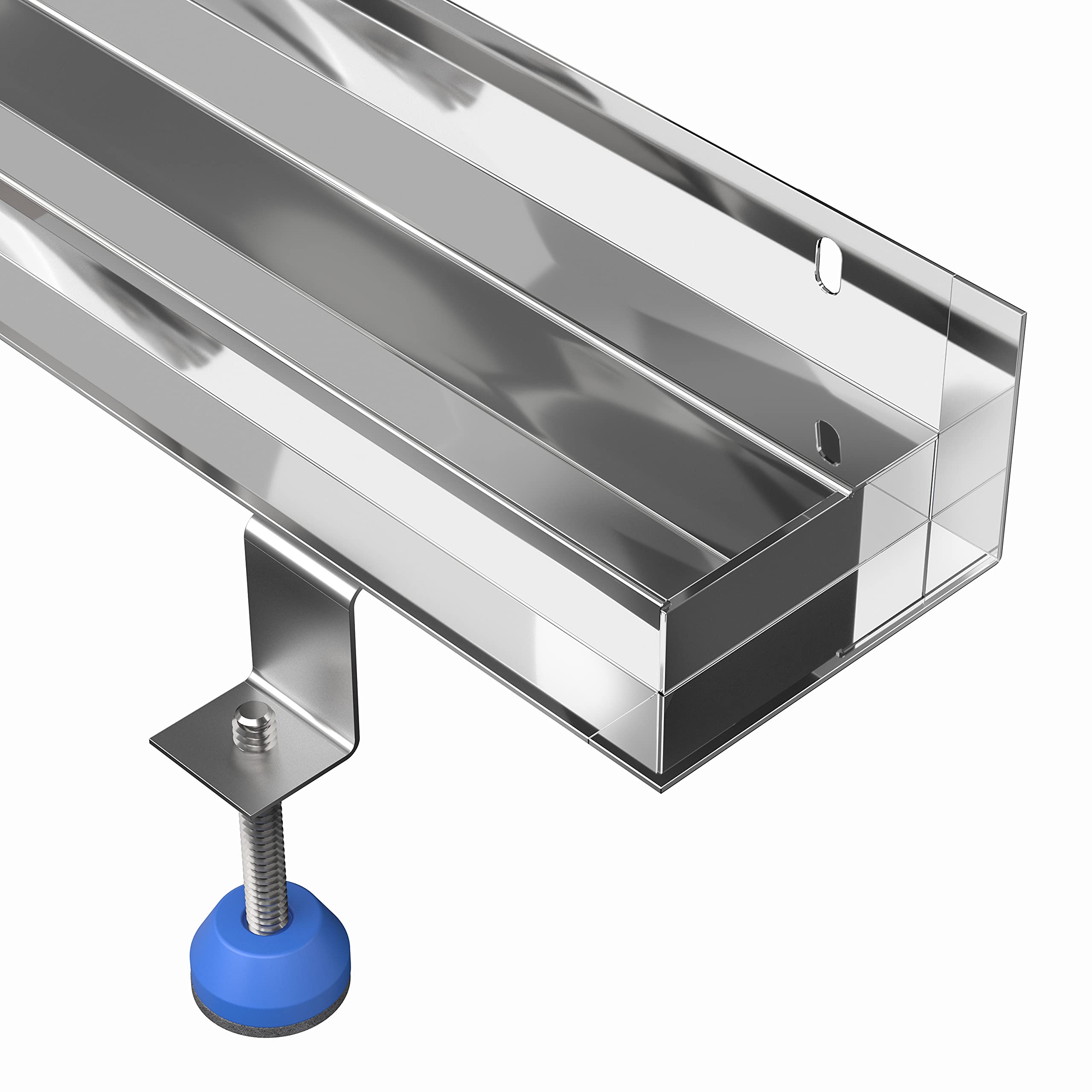 Aquabad® Caniveau de douche en acier inox - Slim Wall Premium | avec raccordement mural | L: 60 cm | Avec couvercle: cuvette à carreler, filtre-cheveux, y compris : Advantix Vario siphon