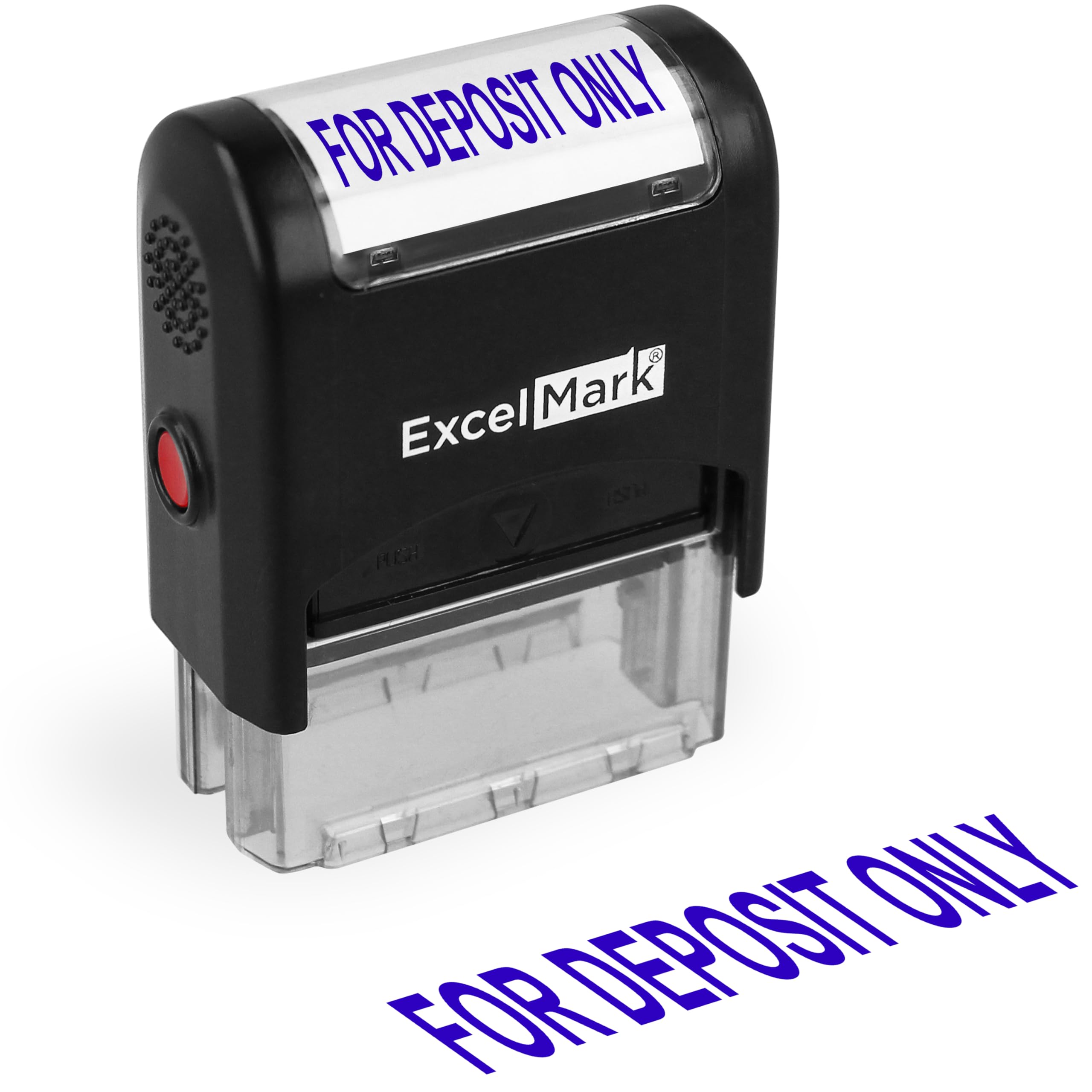 ExcelMark for Deposit ONLY - A1539 Self Inking Rubber Bank Stamp - Blue Ink