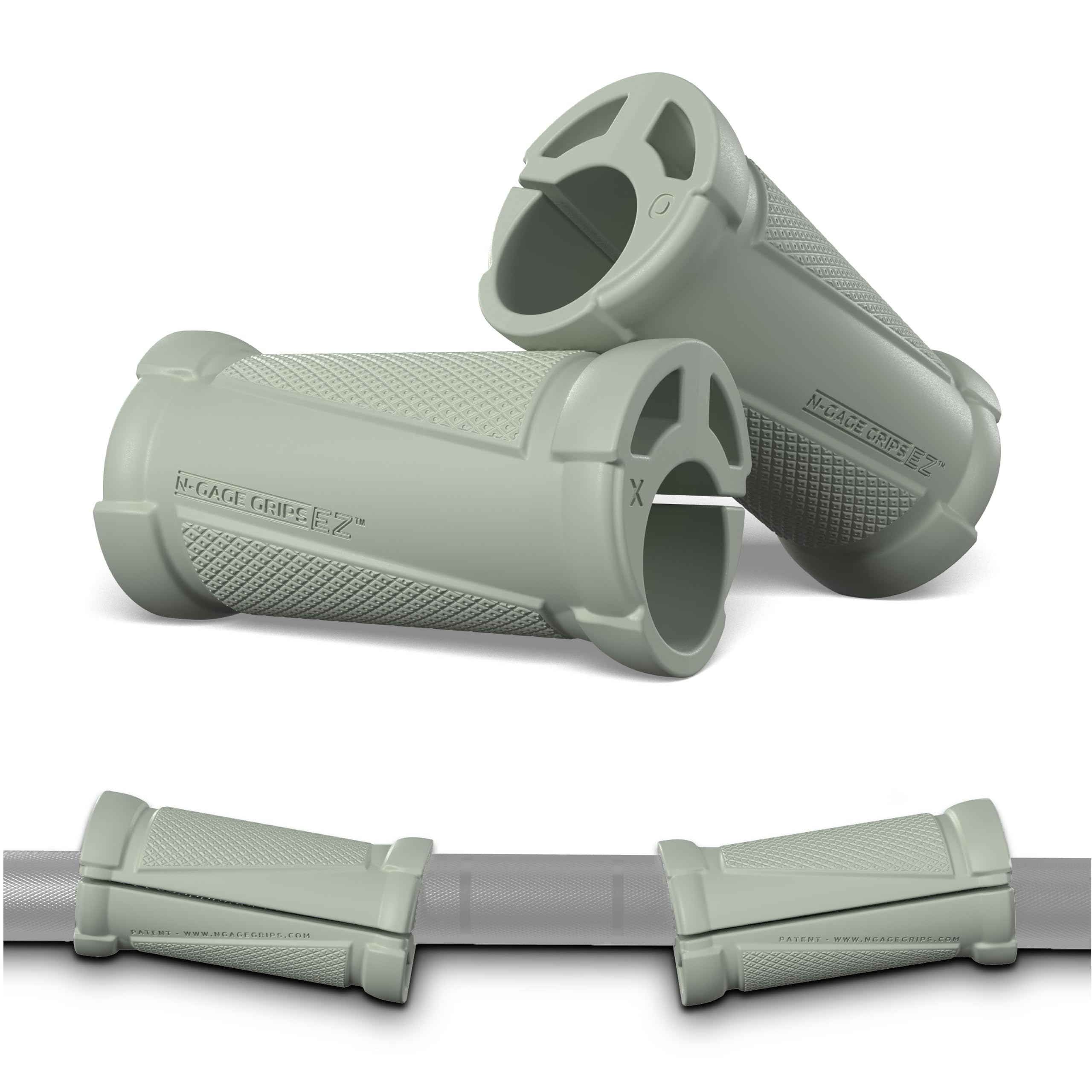 N-Gage Grips – Patented Angled Barbell Thick Grips for Joint Support & Muscle Activation – Ergonomic Bar Attachments for Strength Training - Gym