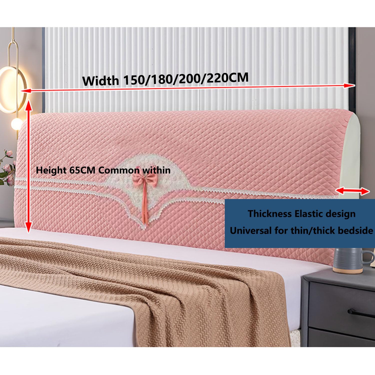 Copri Testiera Letto 150cm 180cm 200cm 220cm,Testiera Lavabile Copri,Copri Testiera Letto Matrimoniale Imbottito,Universale Copertura per Testiera per Letto(220CM,Purple)