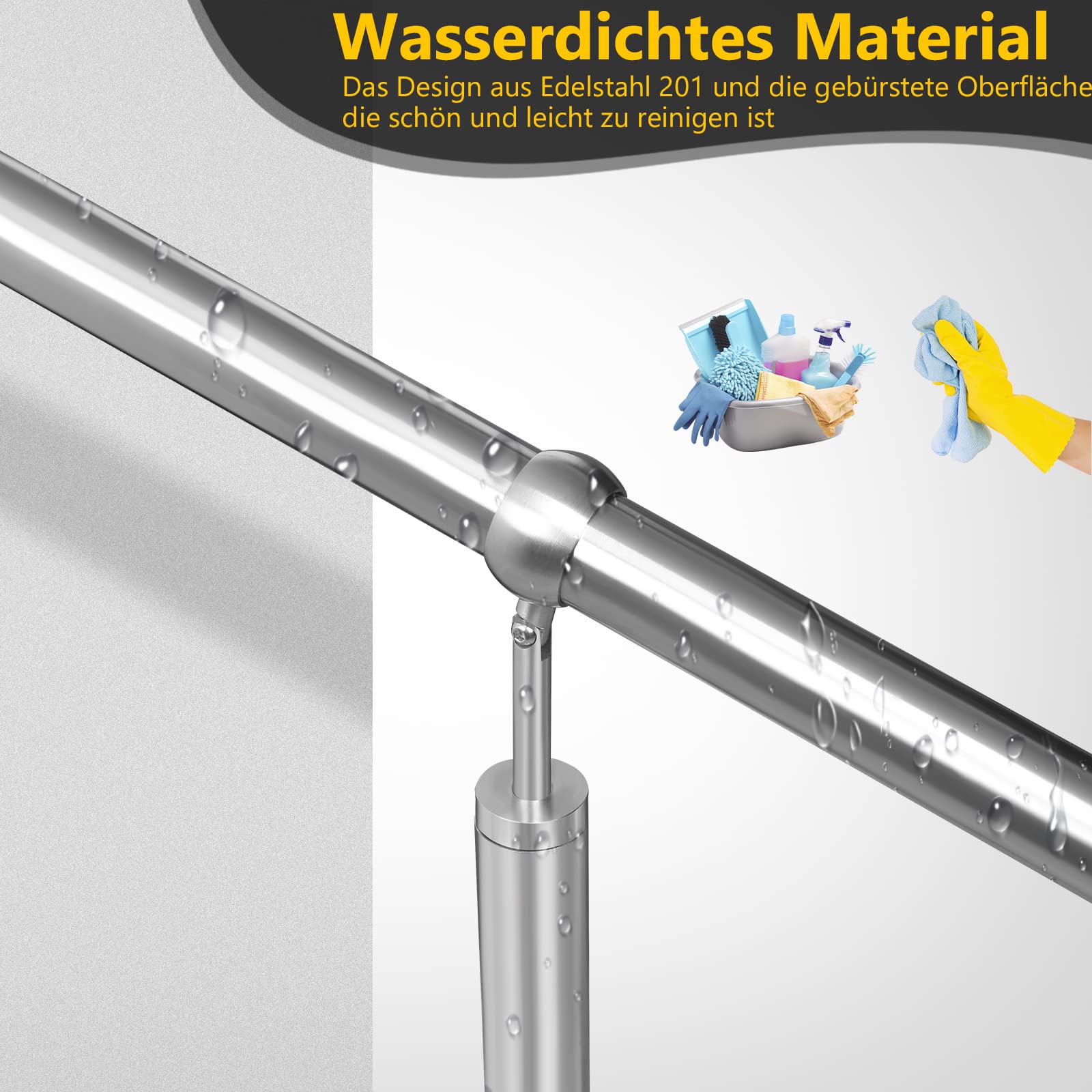 Herrselsam Edelstahl Eingangsgeländer Handlauf 80cm Winkel Einstellbar Wandmontage