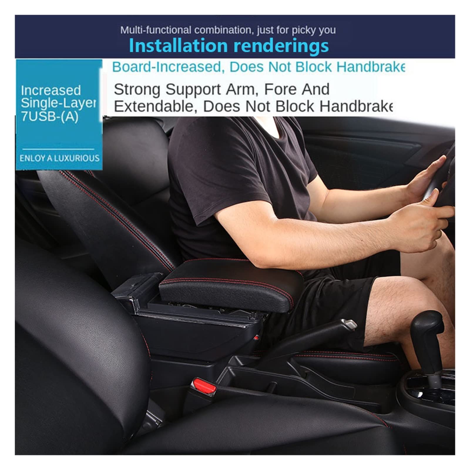 Costume de boîte d'accoudoir de siège Pour Renault Duster Accoudoir Pour Nissan Terrano 3 pour Renault oroc Accoudoir de voiture Boîte de rangement de rénovation Accessoires de voiture Intérieur(A1 Bl