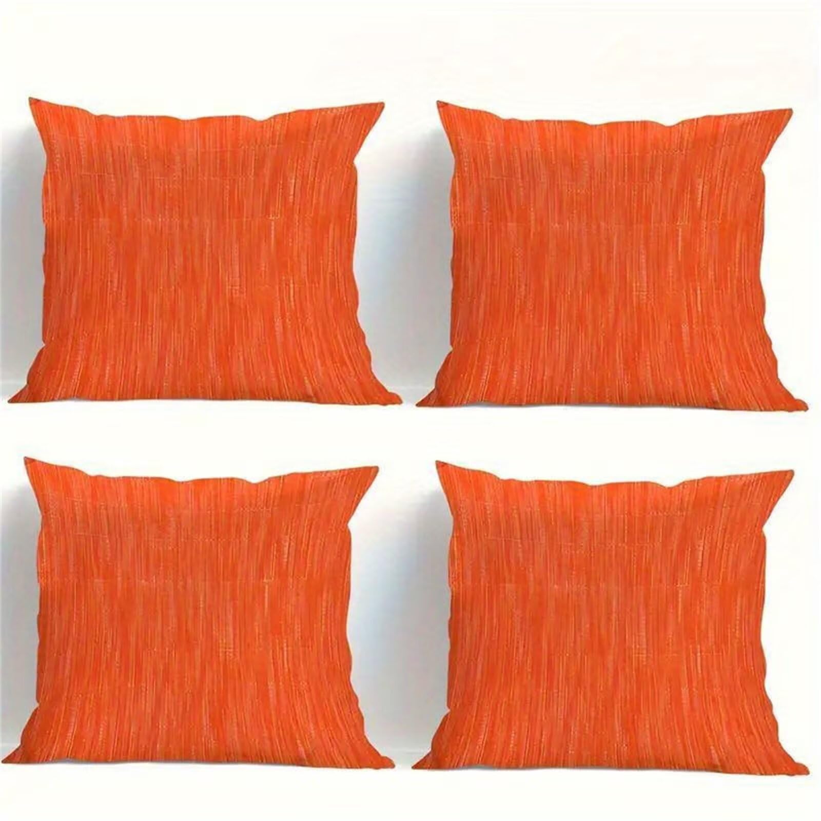 QiHon Cushion Covers 65x65 cm Set of 4 Orange Linen Square Pillow Cases 26x26 inch Modern Decorative Throw Pillow Covers for Sofa Couch Bedroom Home Office with Invisible Zipper