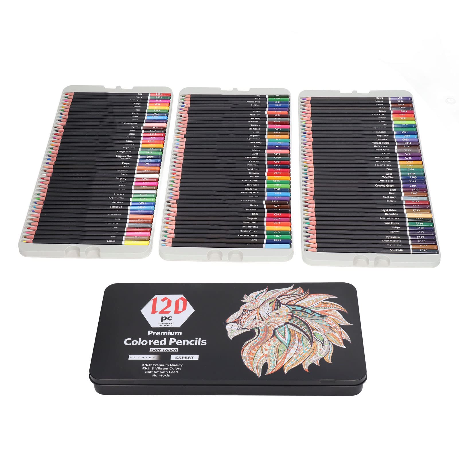 Fdit 120 Buntstifte, Leuchtende Farben, Sichere Profi-Künstlerstifte mit Aufbewahrungsbox, für Anfänger, Profis, und Erwachsene