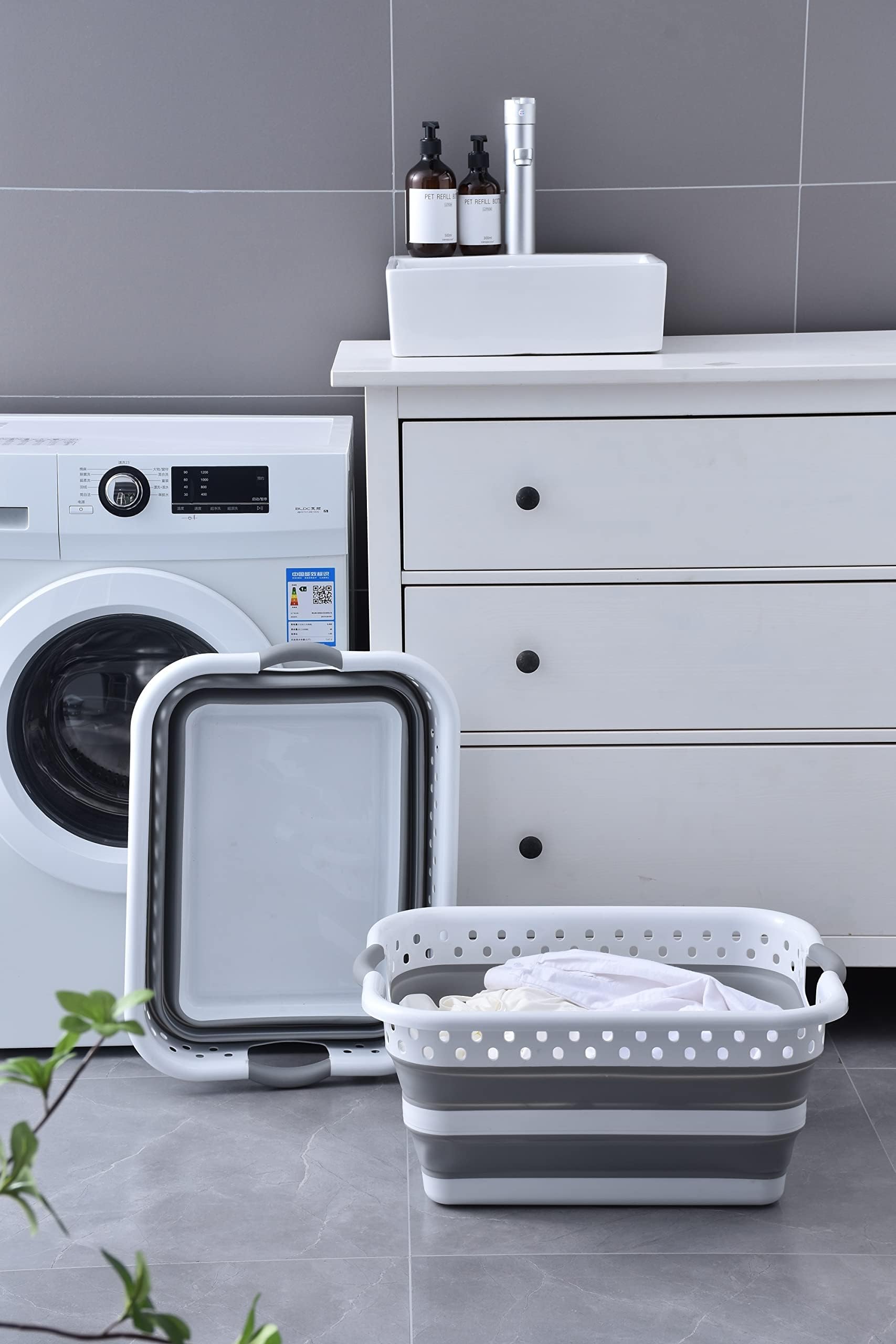 home by Nilkamal Polypropylene Oval Laundry Basket (Grey) Amazon.in