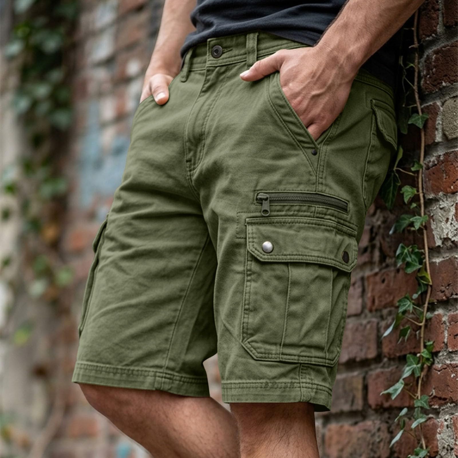 Short d'extérieur pour homme, coupe décontractée, aspect denim, respirant et confortable, en tissu polyester délavé, vêtements pour la randonnée, le travail et les voyages, style pratique au quotidien