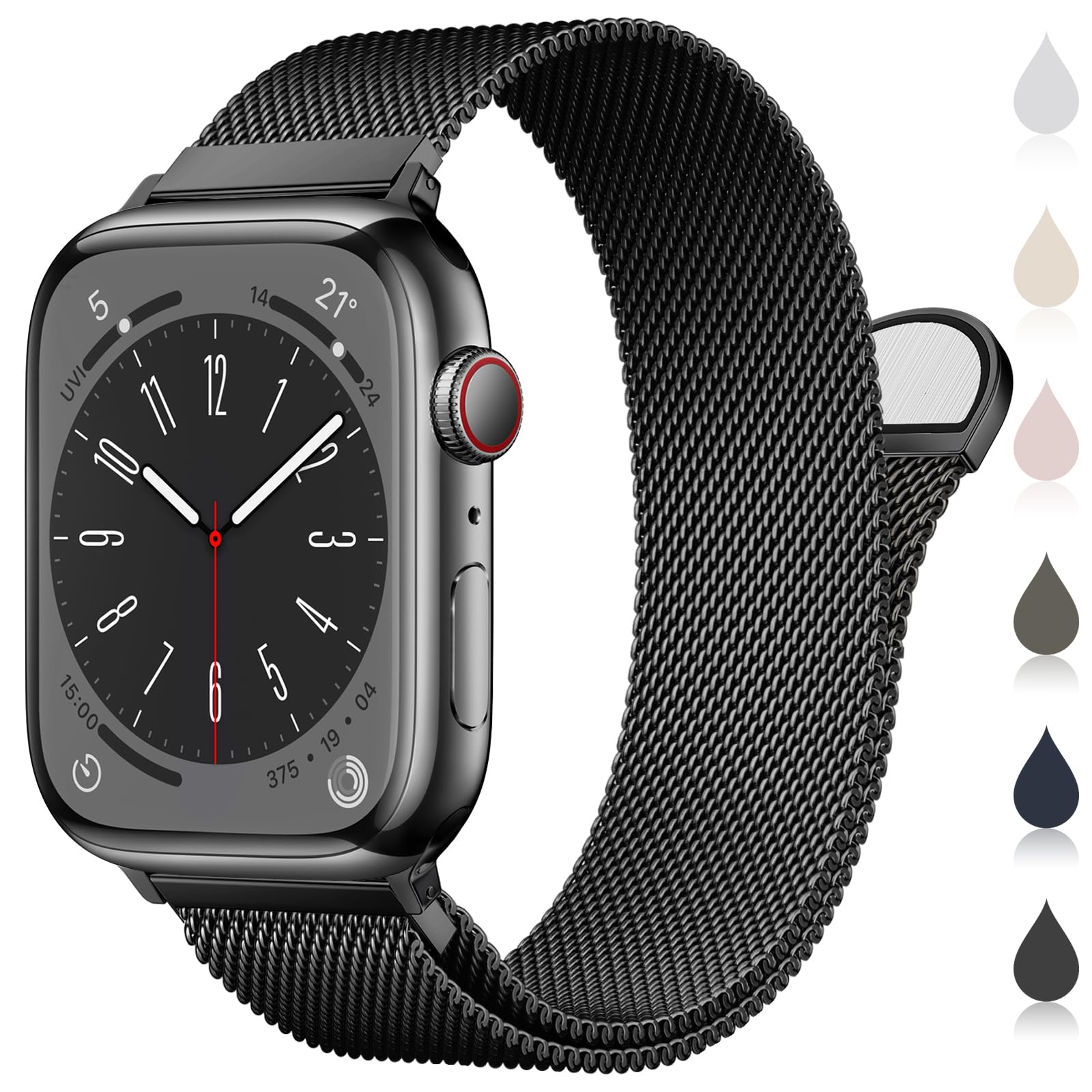 Original Milanese Loop Compatible with Apple Watch Straps 38mm 40mm 41mm 42mm 44mm 45mm 46mm 49mm Women & Men, Magnetic Clasp Adjustable Metal Bands for iWatch Series 11 10 9 8 7 6 5 4 2,Ultra 3,SE 3 — view 8