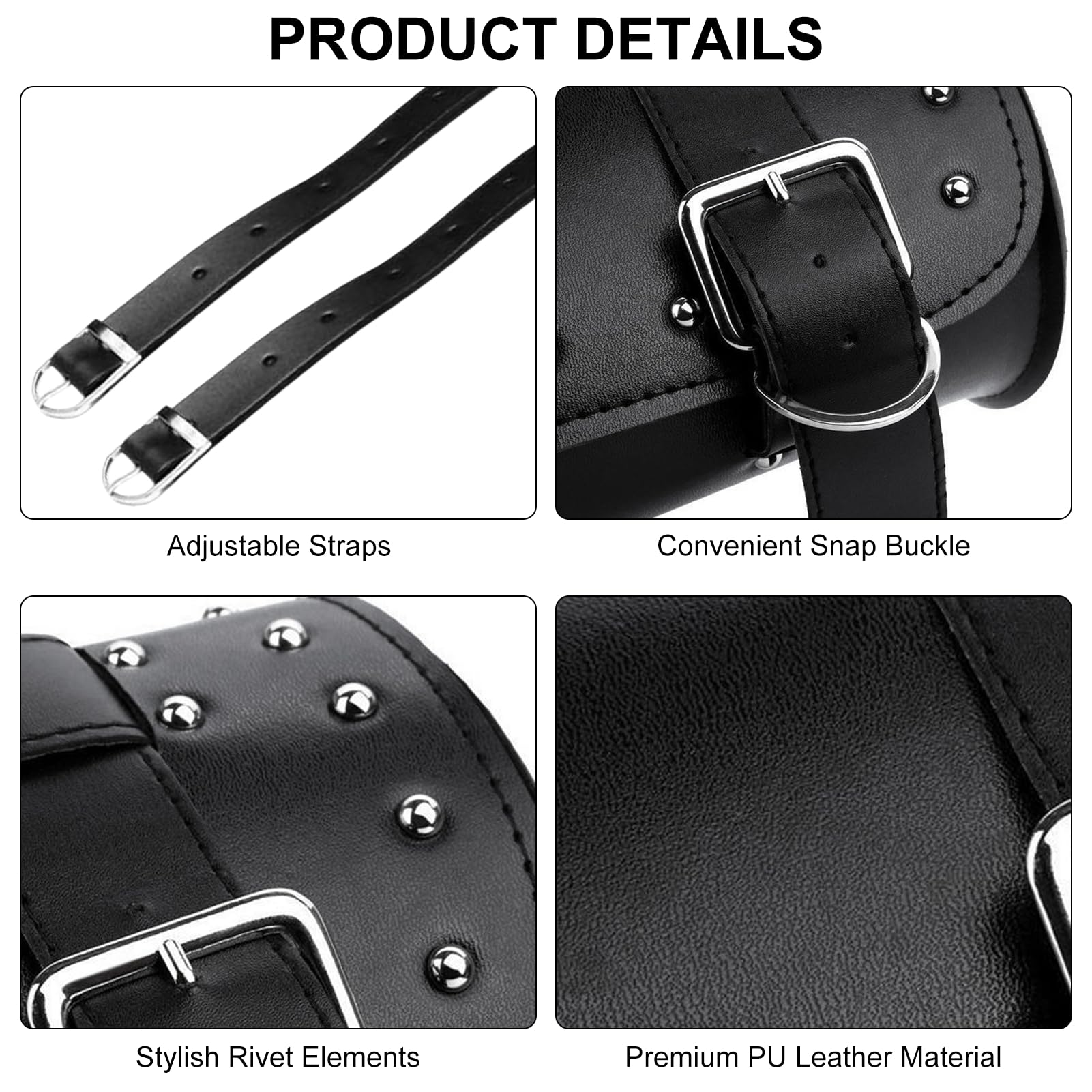 Shkalacar Borsa portautensili per Moto, Borsa da Sella per Forcella in Pelle PU per Moto con Cinghie Regolabili, Borsa per Manubrio Compatibile con Honda Kawasaki Suzuki Yamaha