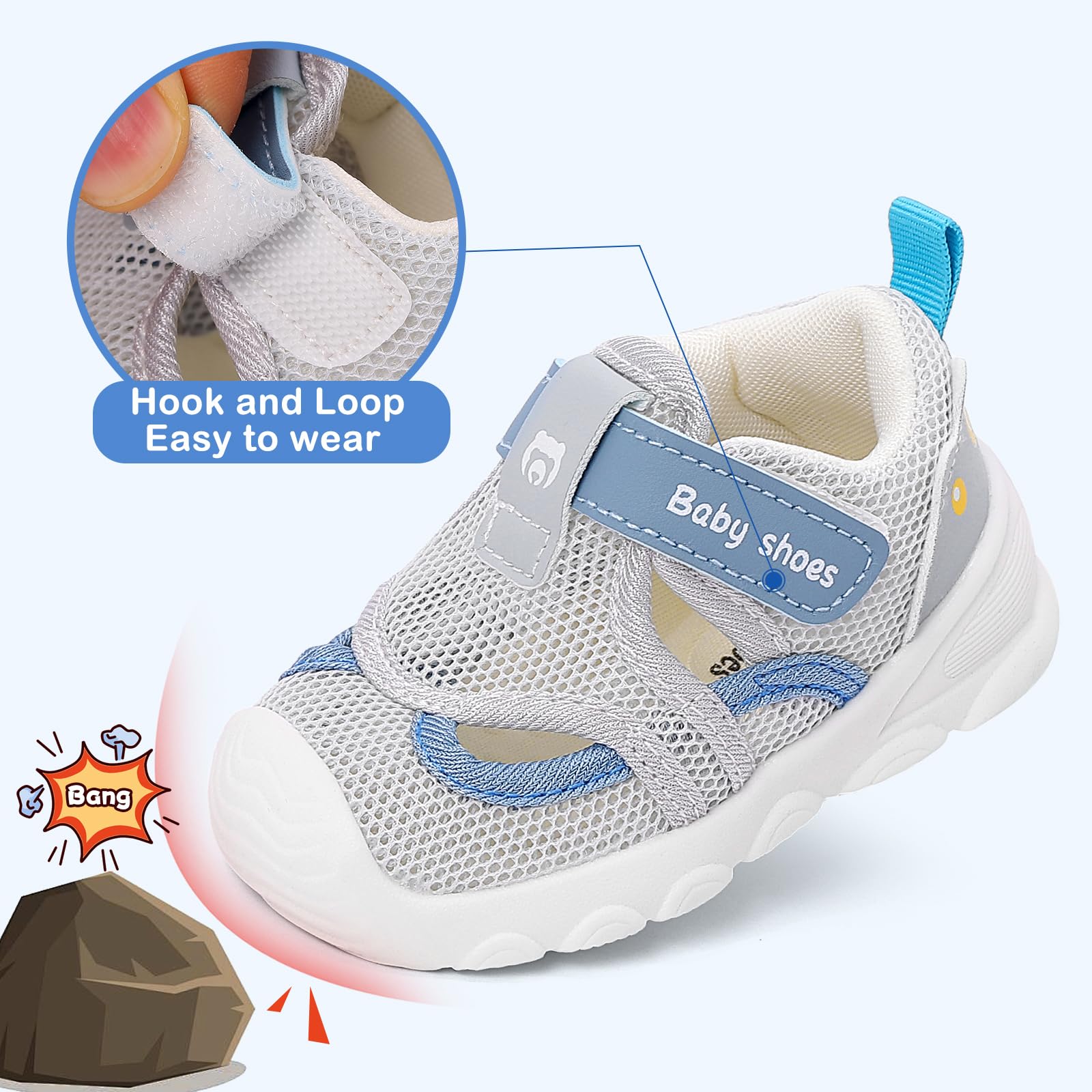 Scarpe Neonato Estive Sandali Primi Passi Traspirante Bambino Sneakers Running Neonata con Suole Gomma Antiscivolo