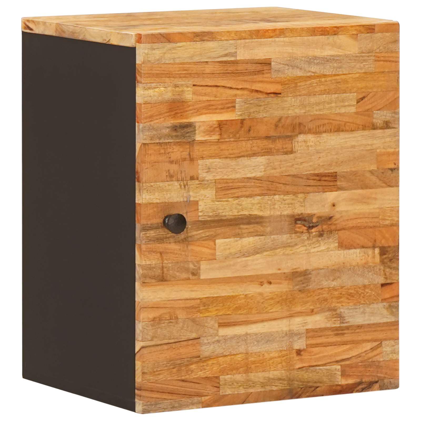 Armario colgante para cuarto de baño, madera maciza de mango natural, 38 x 33 x 48 cm, con espacio de almacenamiento y montaje en pared para ahorrar espacio en el cuarto de baño de invitados