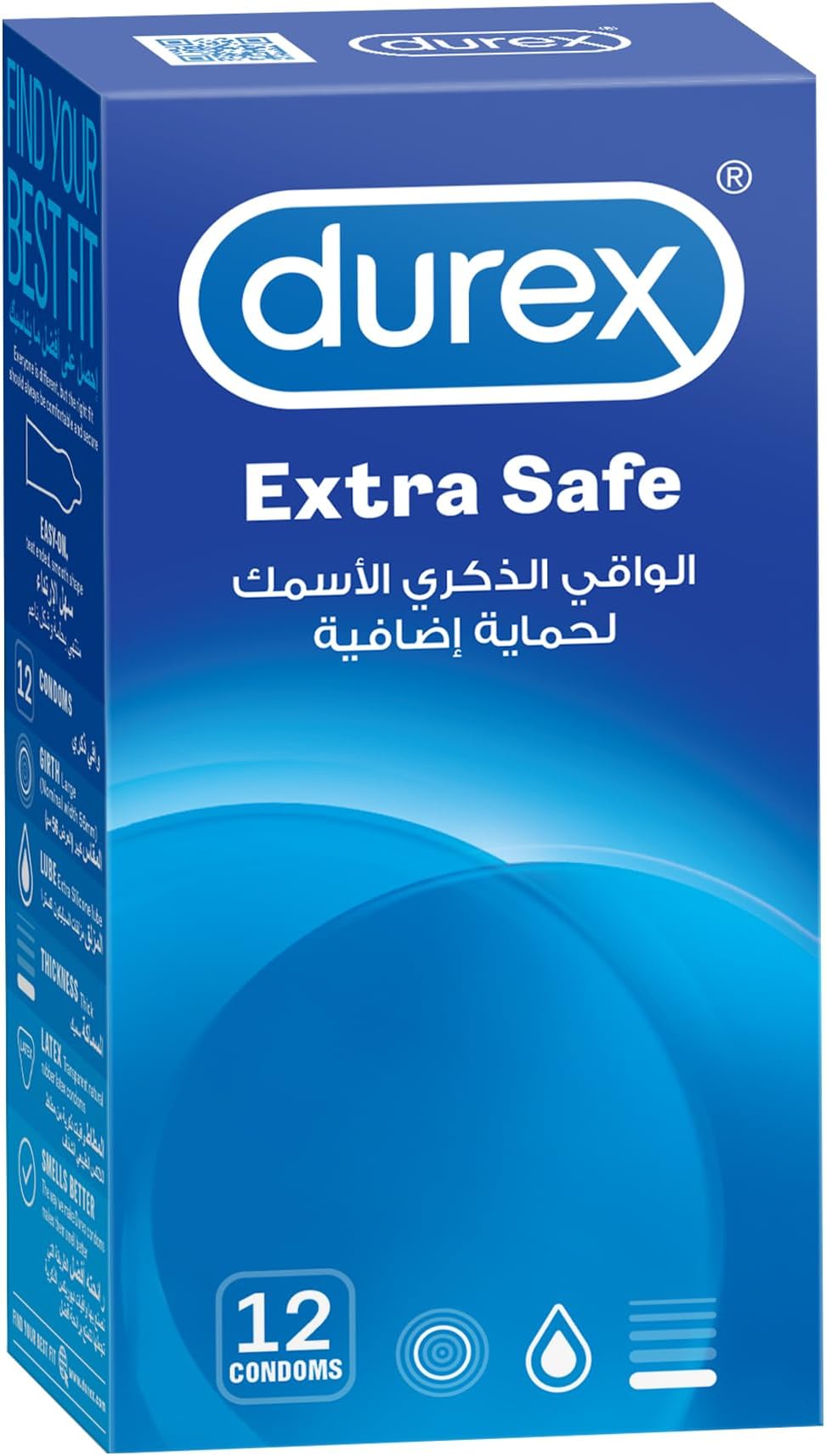 Durex Extra Safe Extra Lubed Condoms For Men - 12 Pieces