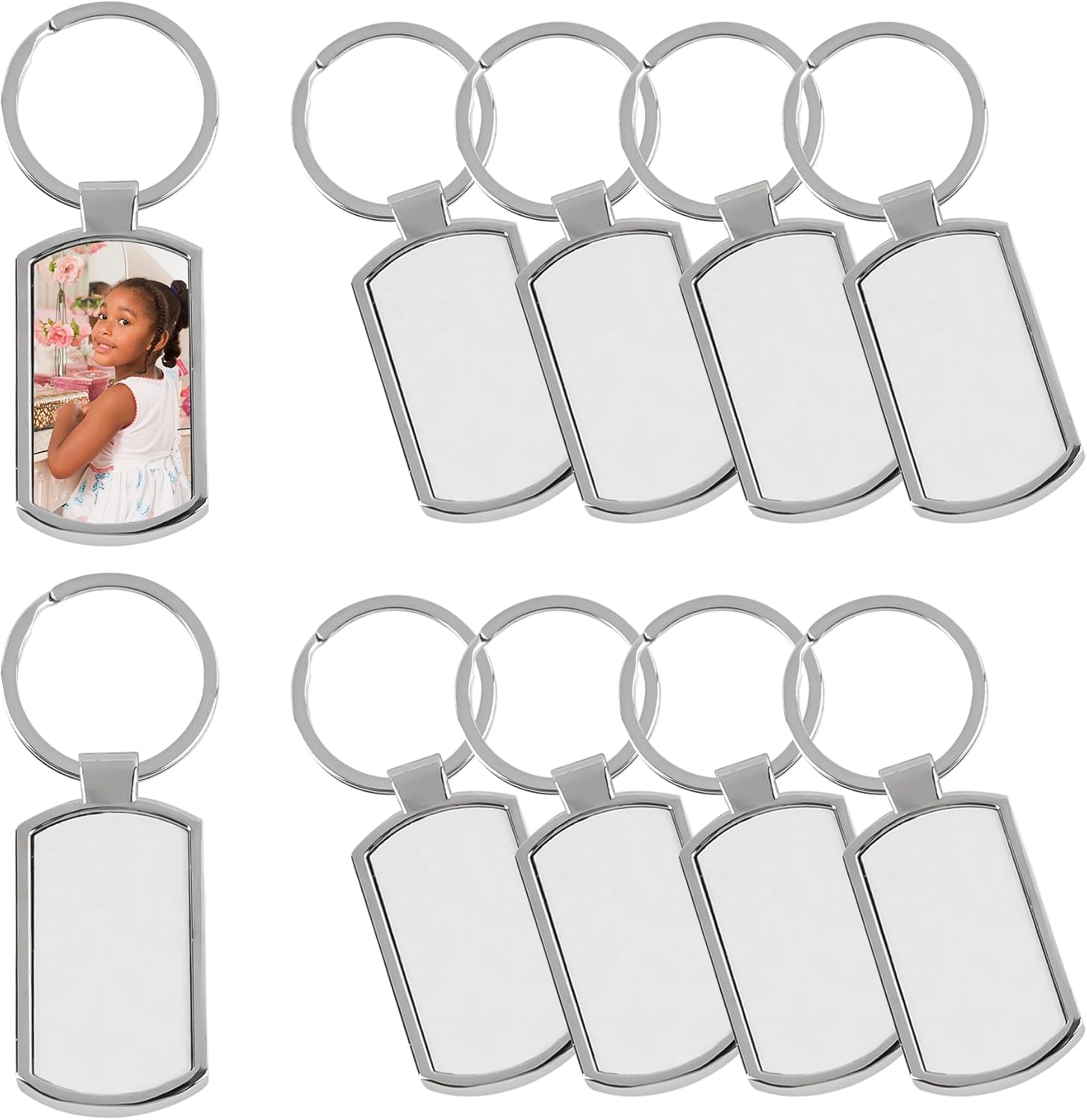 Framendino, Sublimation Keychain Blanks Rectangle Heat Transfer Press Key Chains with Key Rings for DIY Photos Crafts