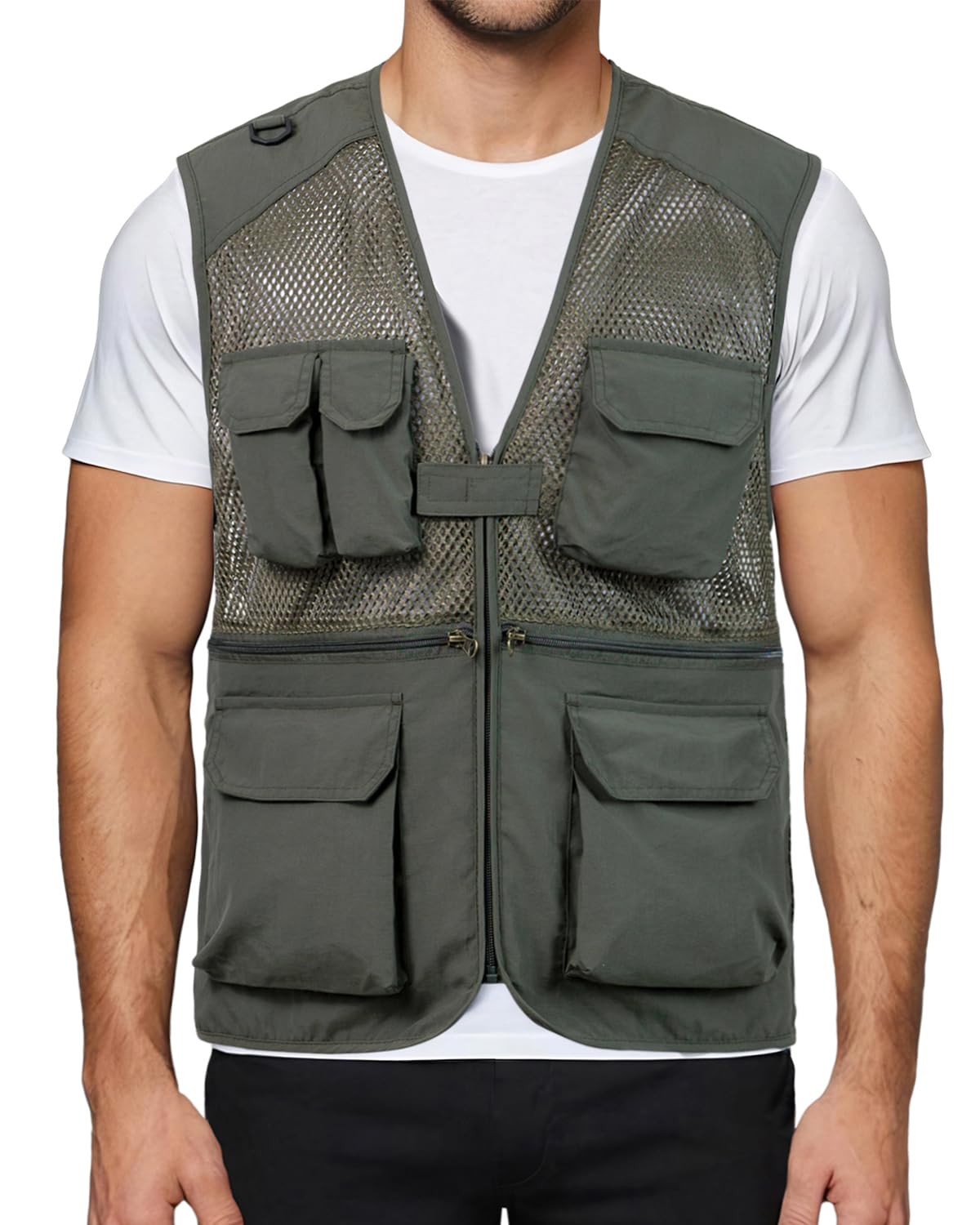 Homme Gilet de Pêche Veste Légère Sans Manches en Maille avec Multi-Poches Séchage Rapide Gilet pour Photographie en Plein Air Randonnée Escalade