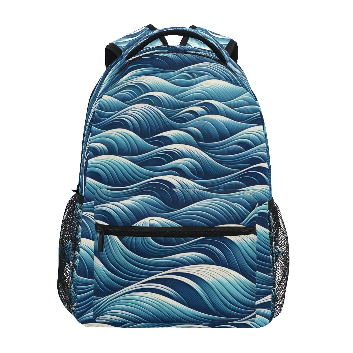 Generic Mochila escolar Ocean Wave para niños, niñas, escuela primaria, casual, bolsa de viaje, computadora portátil, mochila de día, Ola De Mar, Small