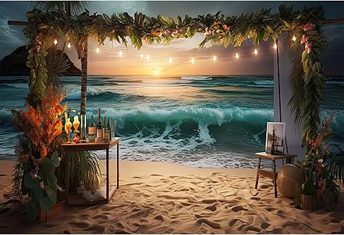 dnldliq 8x6ft Seaside Sunset Backdrops Summer Hawaiian Sea Beach Photography Bac