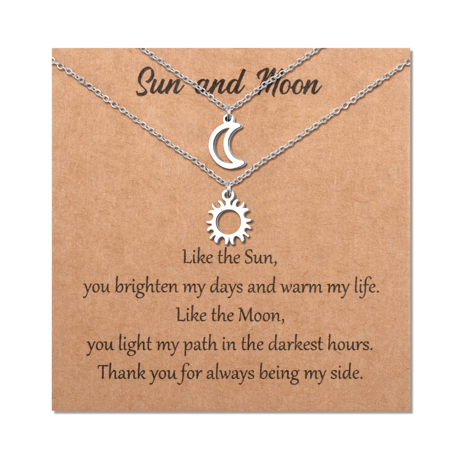 Sun Moon Star Best Friend Necklace Long Distance Sisters Necklaces for 2 Matching Friendship Necklaces Pedant Jewelry Gifts for Women Girls Bff Teen