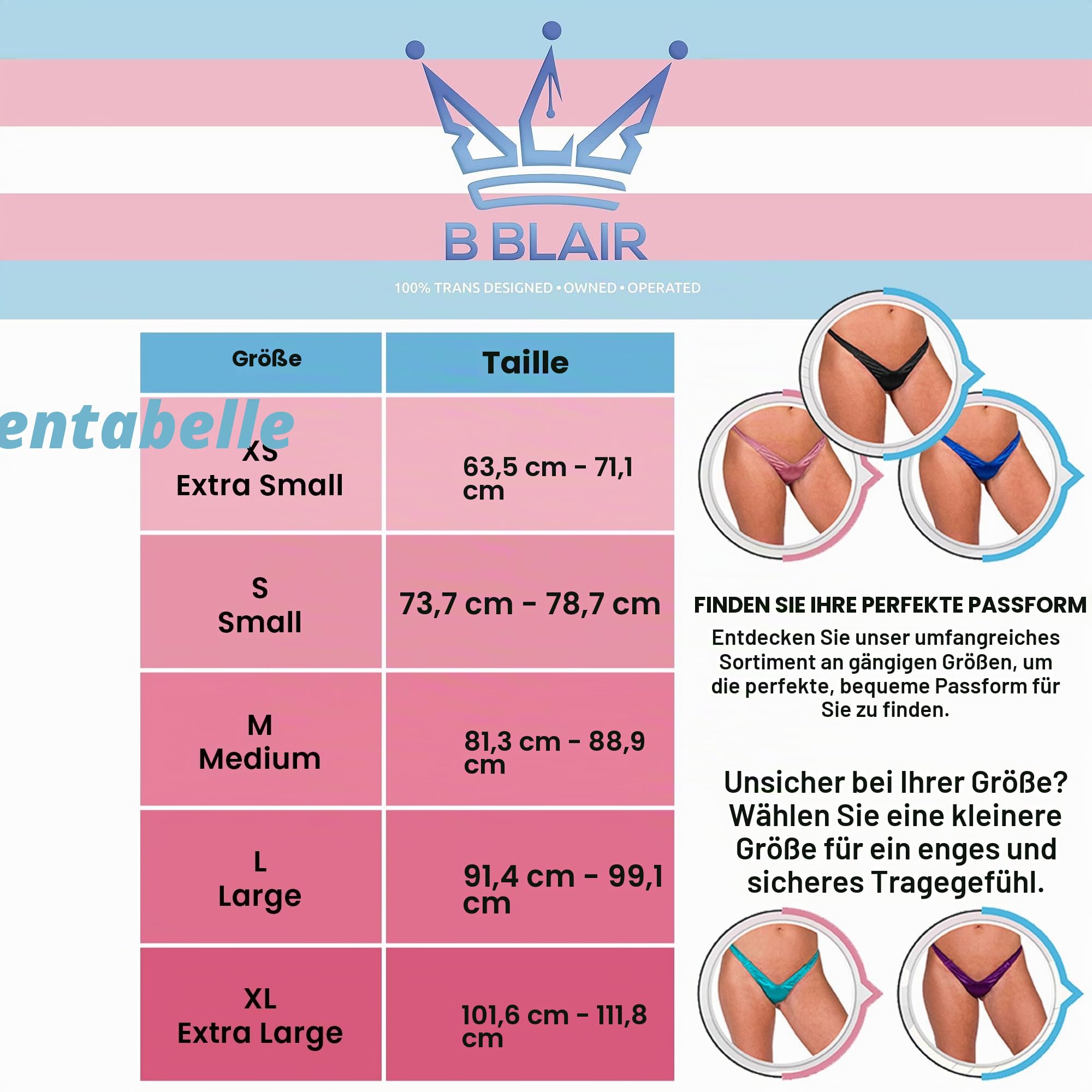 BBLAIR Tanga Gaff Panties für Transgender-Individuen, Crossdressing, Slip, Shaping, seidige Unterwäsche zum Hineinstecken, MTF