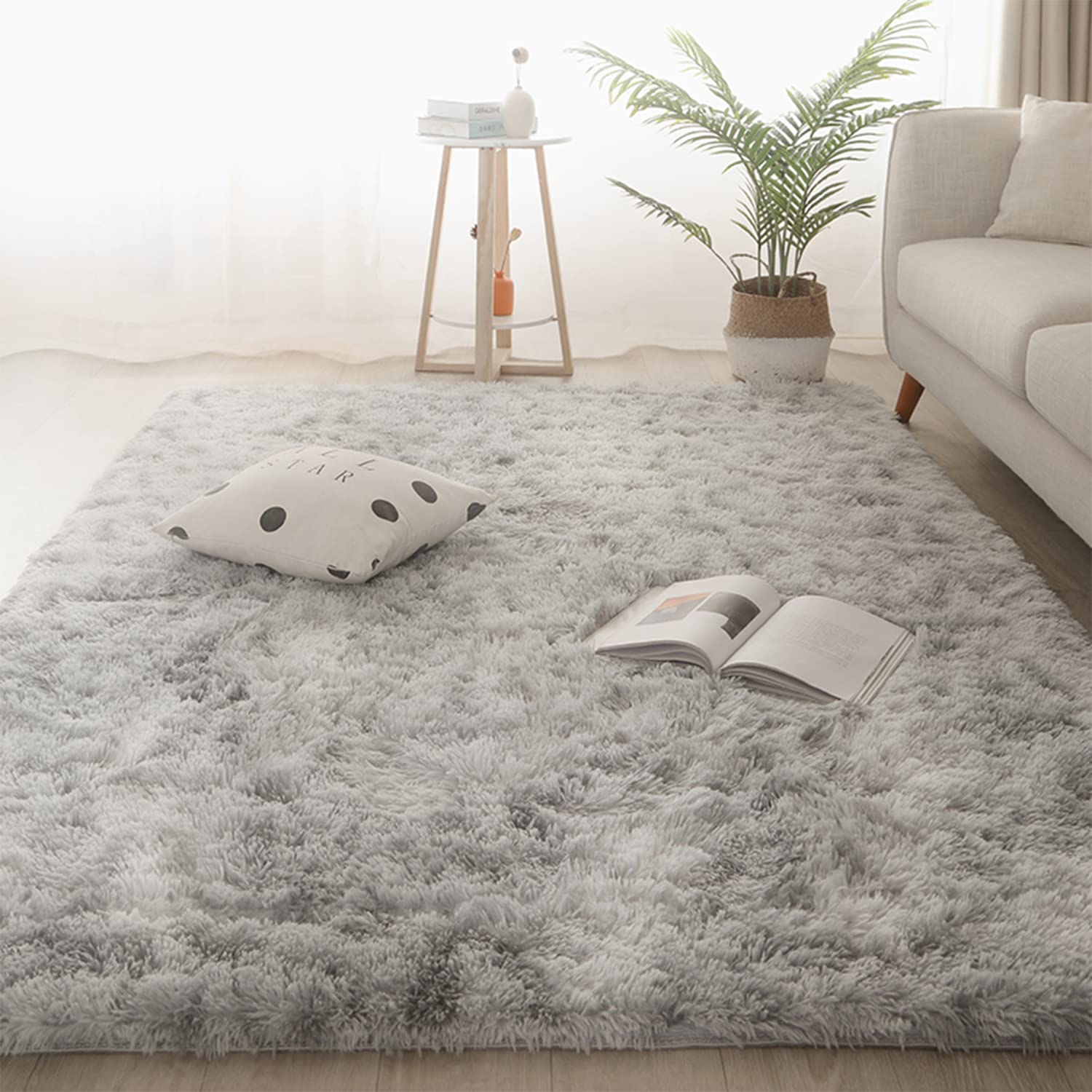 Jyswx Soft Shaggy Area Rugs for Living Room - Modern Bedroom Rugs Small to Extra Large Size - Fulffy Carpets Nursery Rugs Non Shedding Washable for Home Dormitory Decorative, LightGrey, 80 x 160 cm โ image 1