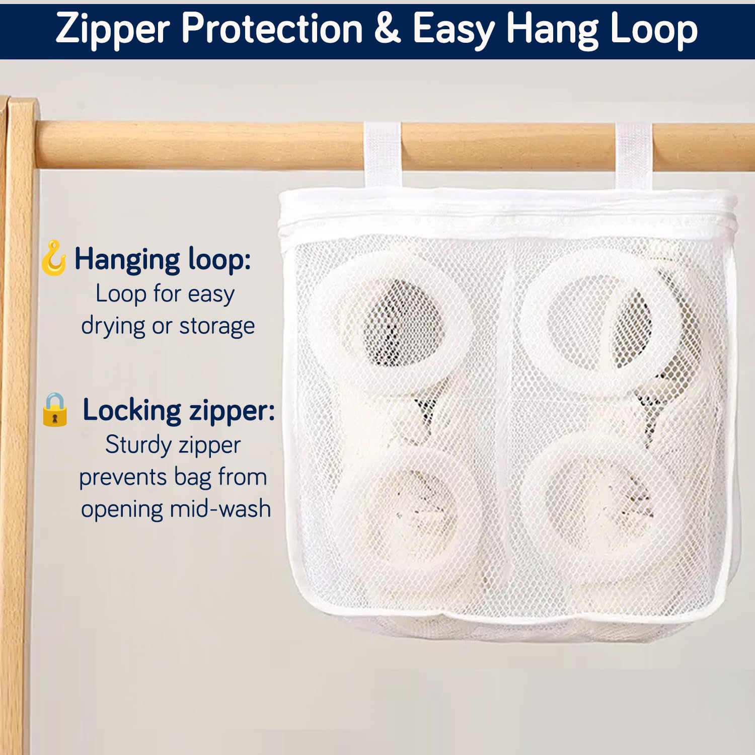 HOKIPO Shoe Mesh Bag for Washing Machine — Shoes Wash Bags with Bumper Protectors, Sneaker Laundry & Drying Bag, Portable Mesh Laundry Bag for Shoes(AR-5884) 4