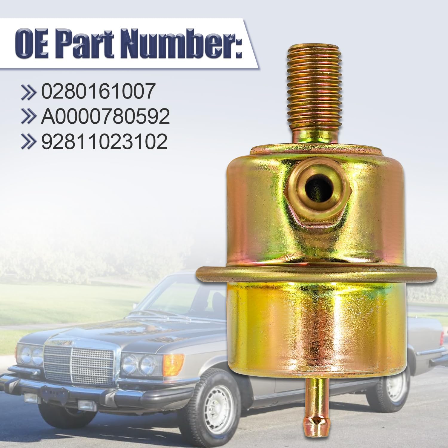 0280161007 92811023102 Fuel Pressure Regulator Damper Compatible With 1976-1981 Benz W116 W123 W126 280E 280CE 280SE 450SL 450SEL 450SLC For 1980-1982 Porsche A0000780592