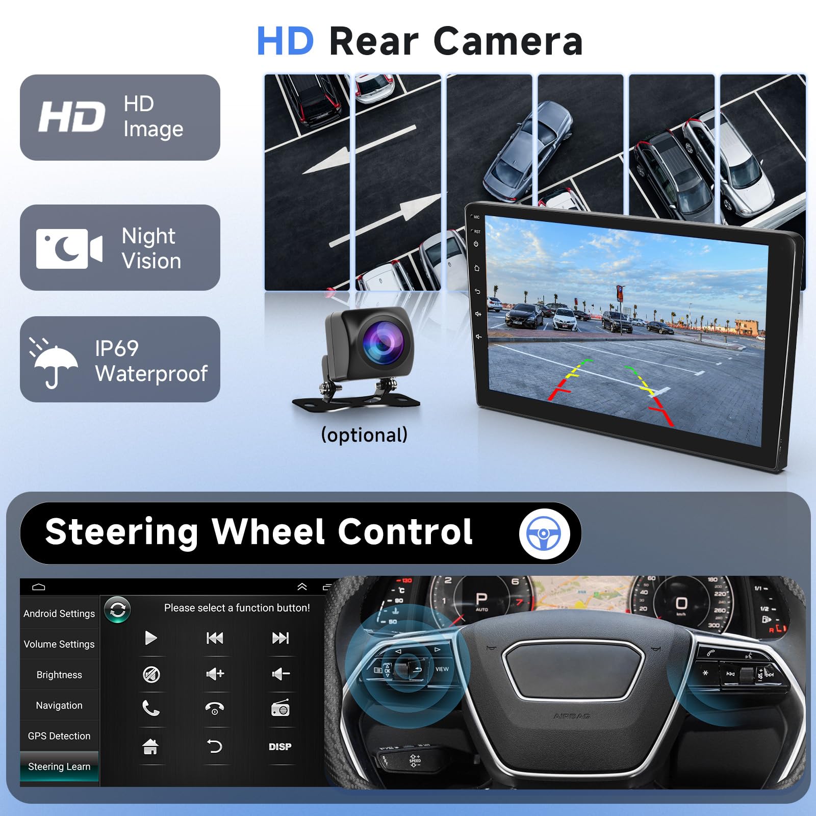 Autoradio sans fil Carplay pour Citroën C1/Toyota Aygo/Peugeot 107 2005-2014, Podofo écran tactile 10,1 pouces Android avec Android Auto sans fil, Bluetooth/GPS/WiFi/FM/RDS/HiFi/USB/Contrôle du volant